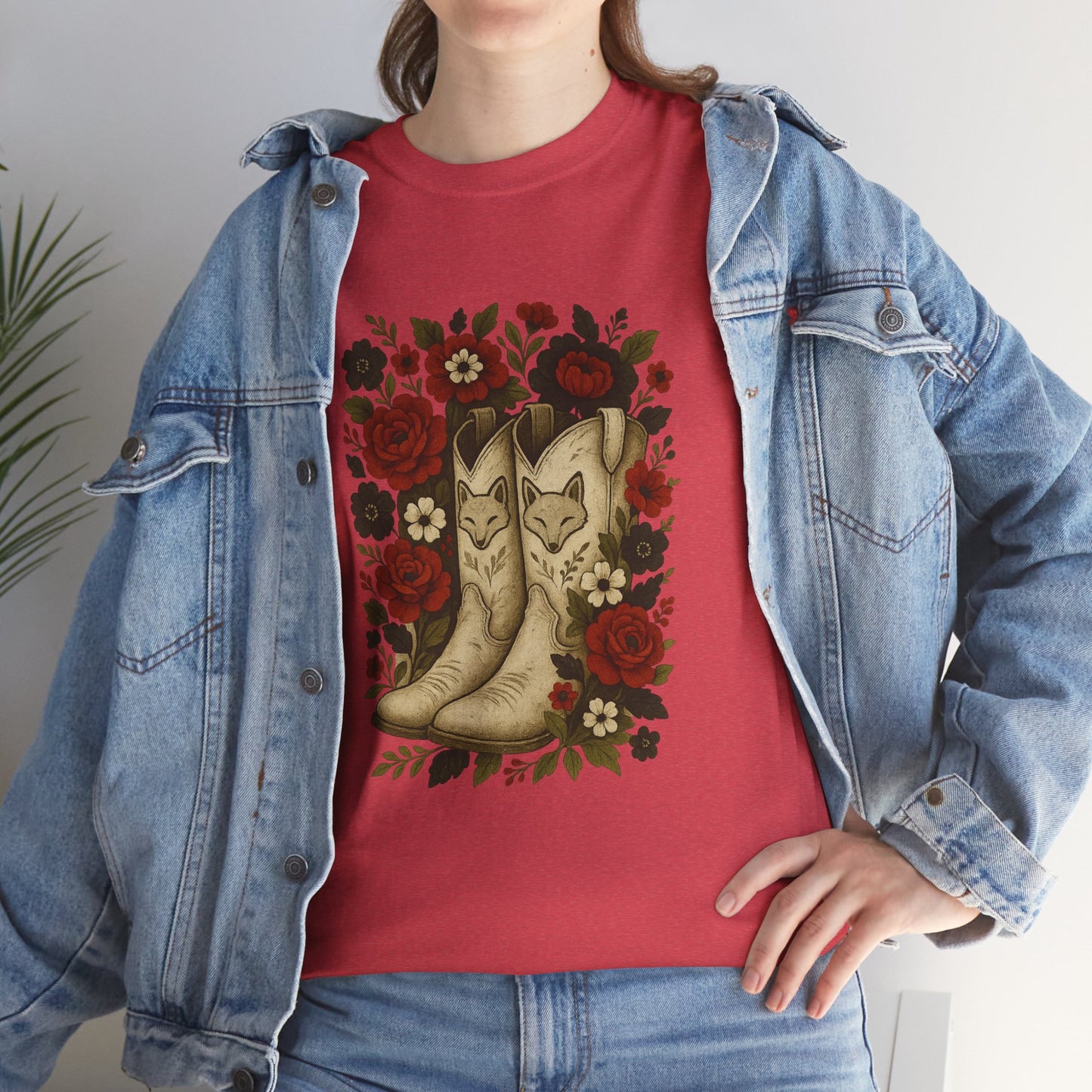 AR State Red Wolves Vintage Floral Cowboy Boots Tee