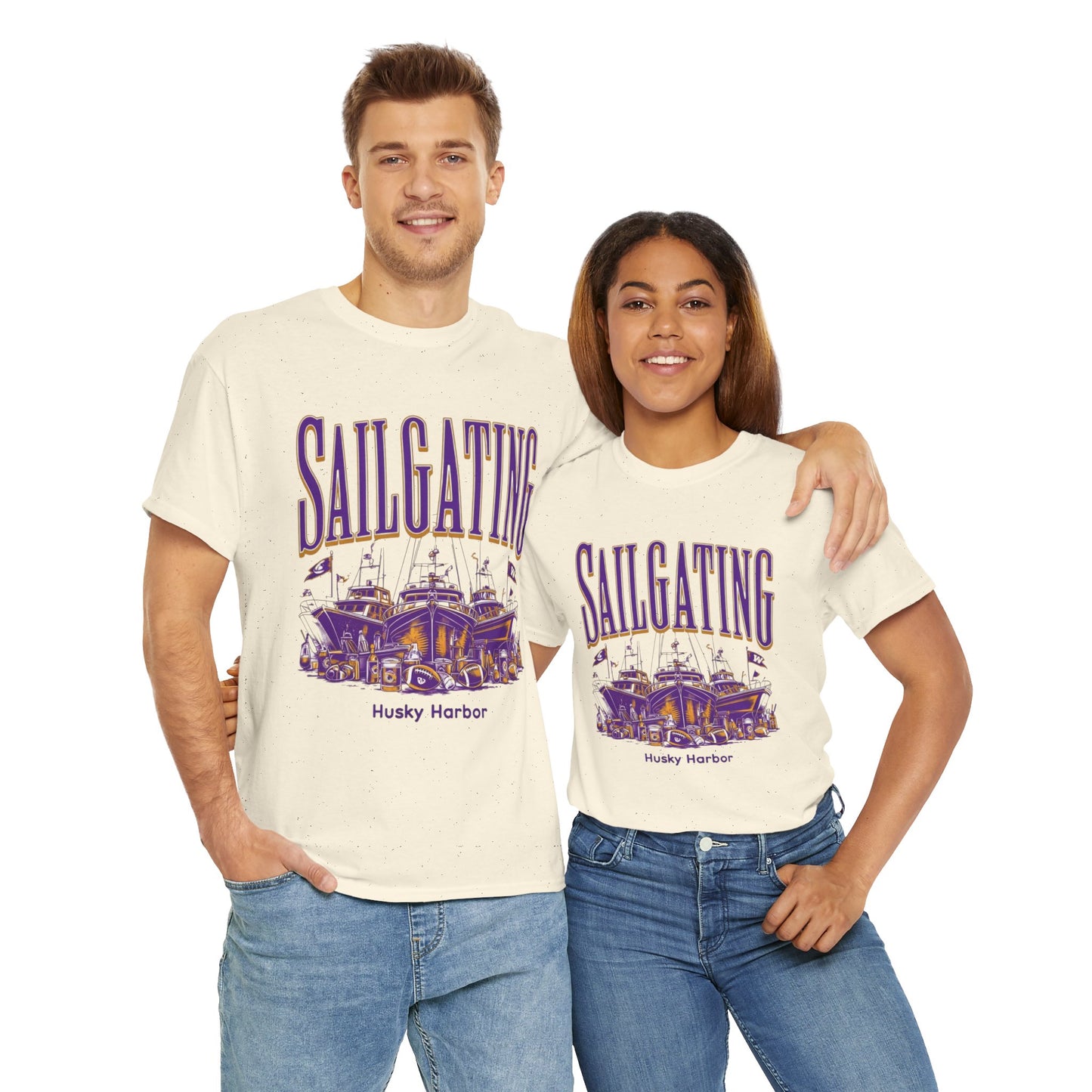 Sailgating Tee - Washington Huskies Unisex Heavy Cotton Shirt