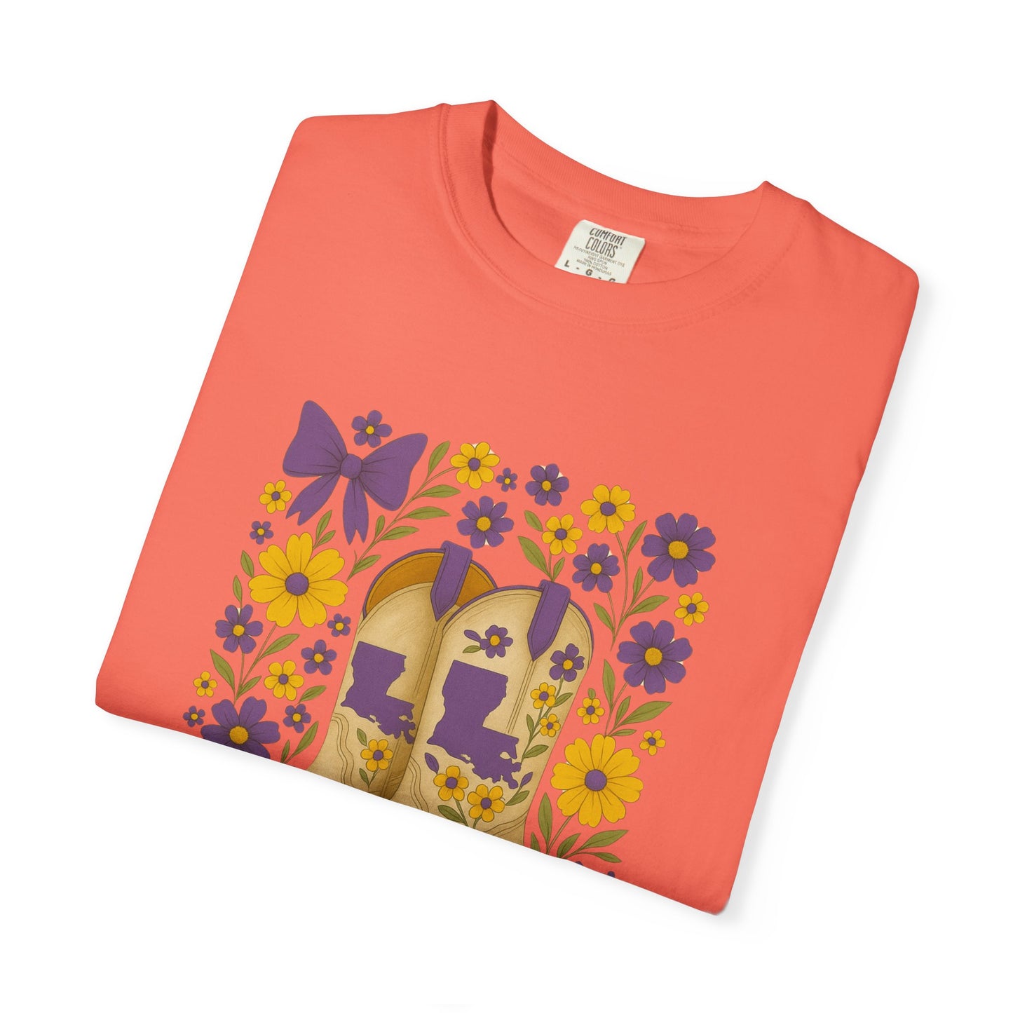 T-Shirt - Western Floral Boot T-Shirt, Vintage Graphic Shirt, Gift for Cowgirl, LSU Tigers, Louisiana Game Day