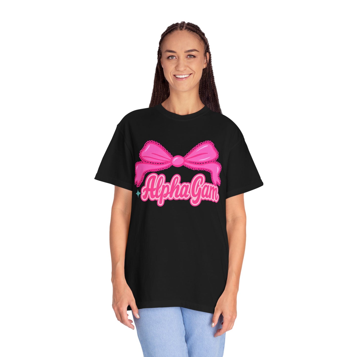AlphaGam Bow T-Shirt | Unisex Garment-Dyed Tee for Sorority Sisters, College Apparel, Gifts for Greek Life, Casual Outfit, Sorority [...]