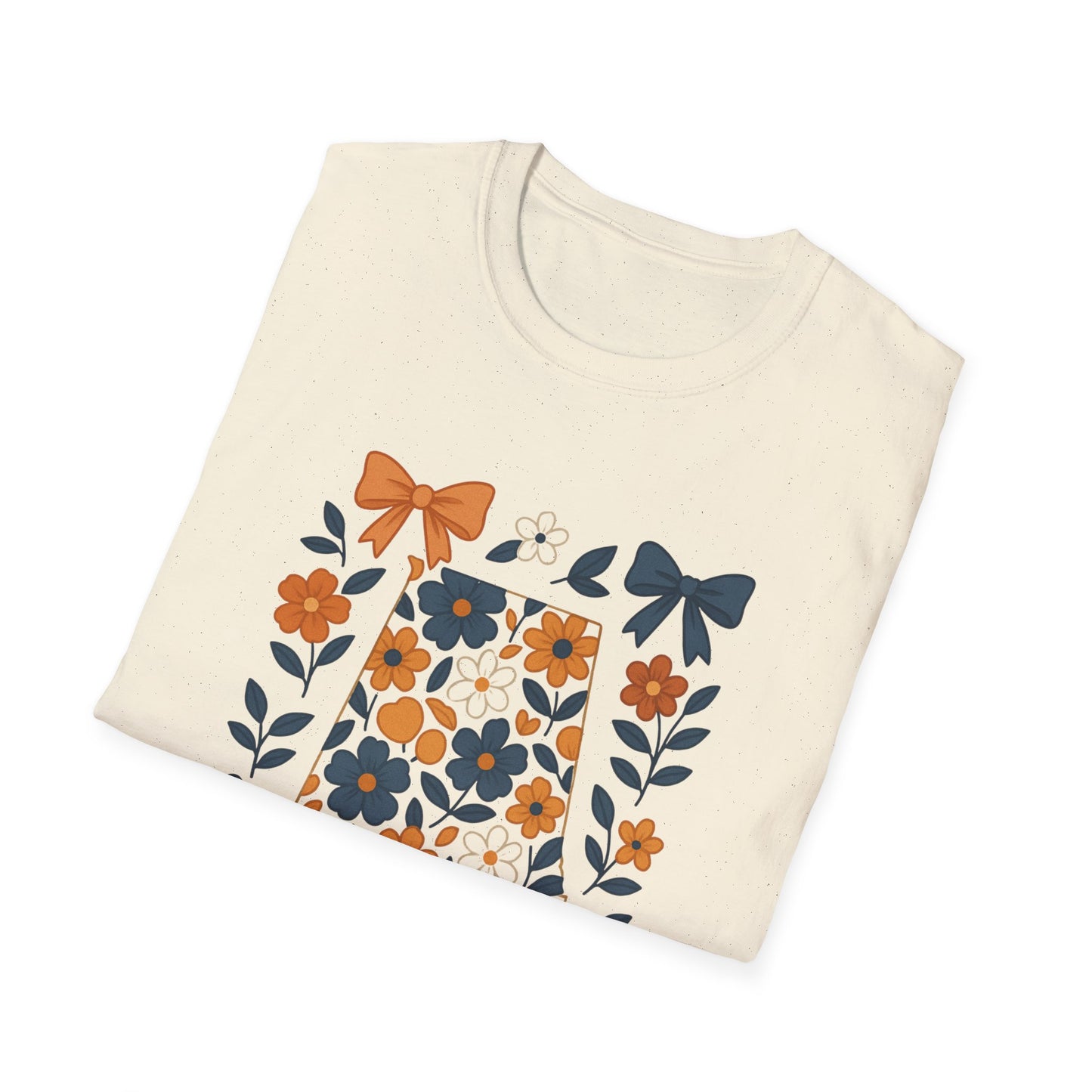 AU Floral Bow Graphic T-Shirt, Softstyle Tee, Botanical Print Shirt, Gift for Her, Casual Wear, Summer Fashion, Vintage Aesthetic