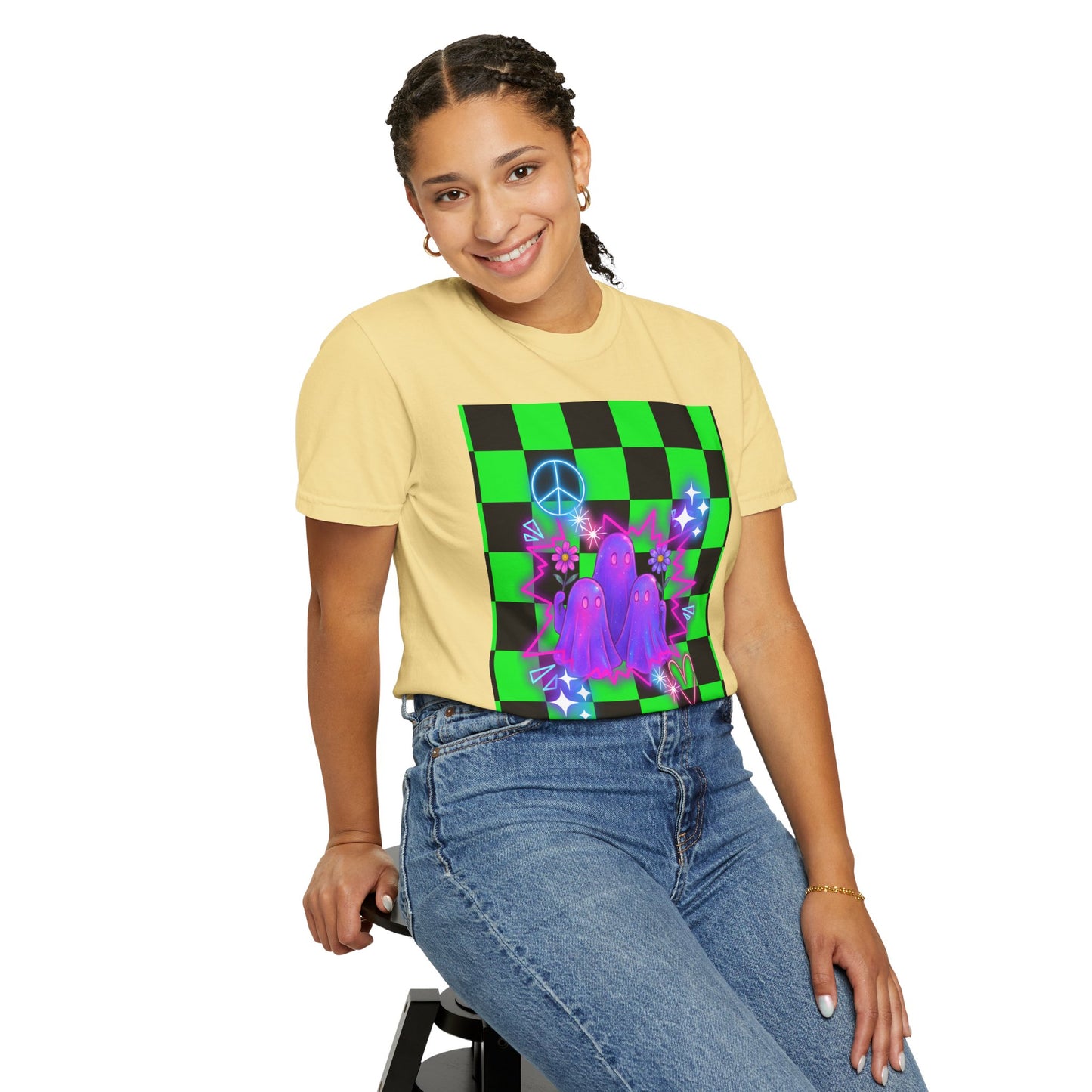 Vibrant Ghost Graphic Tee, Unisex T-shirt, Retro Vibe Shirt, Perfect for Halloween, Party Wear, Casual Style, Unique Gift