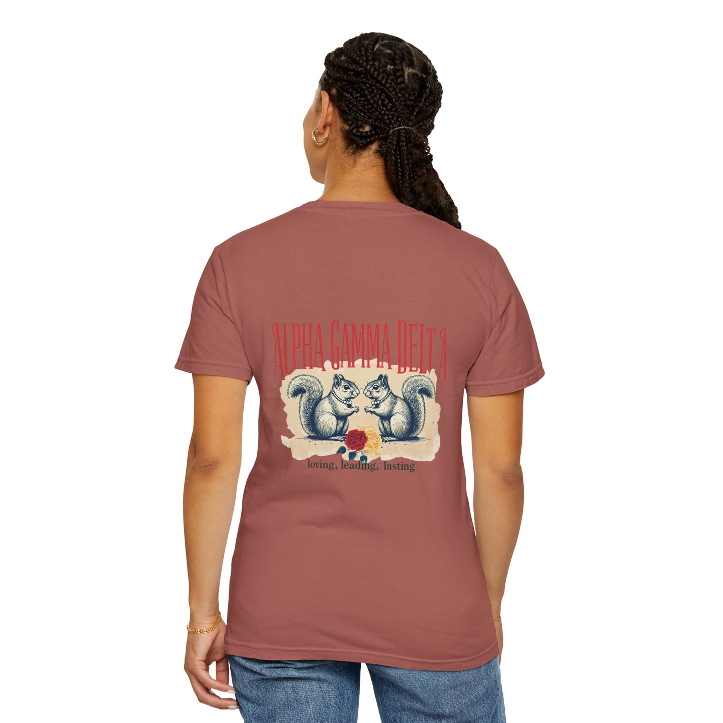 AGD Charming Sorority T-Shirt, Squirrel Design, Unisex Apparel, Perfect Gift, Casual Wear, College Life, Greek Life, Fraternity Events
