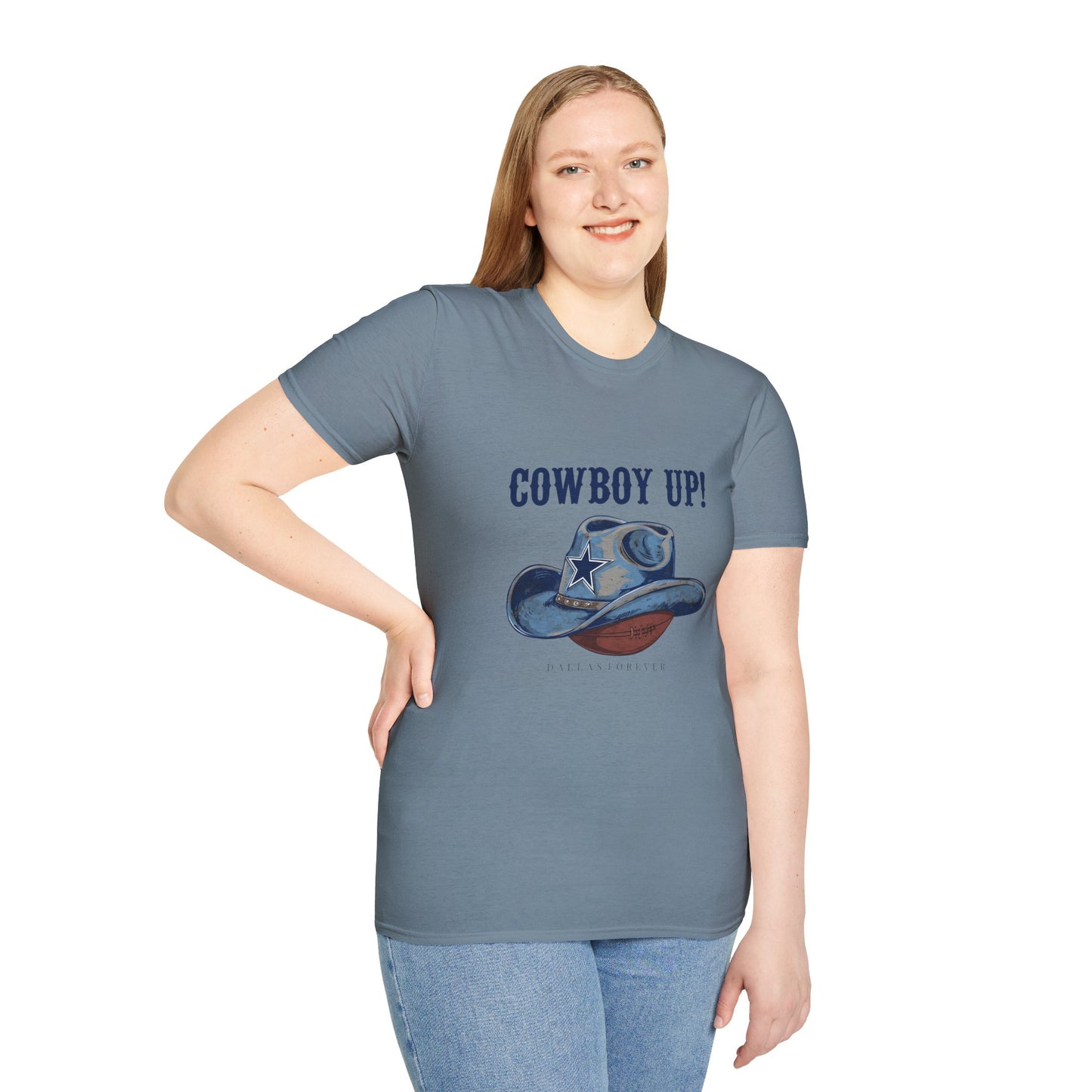Cowboy Up! Unisex Softstyle T-Shirt - Casual Western Tee for Rodeos, Country Events, Fun Graphic Shirt, Everyday Wear