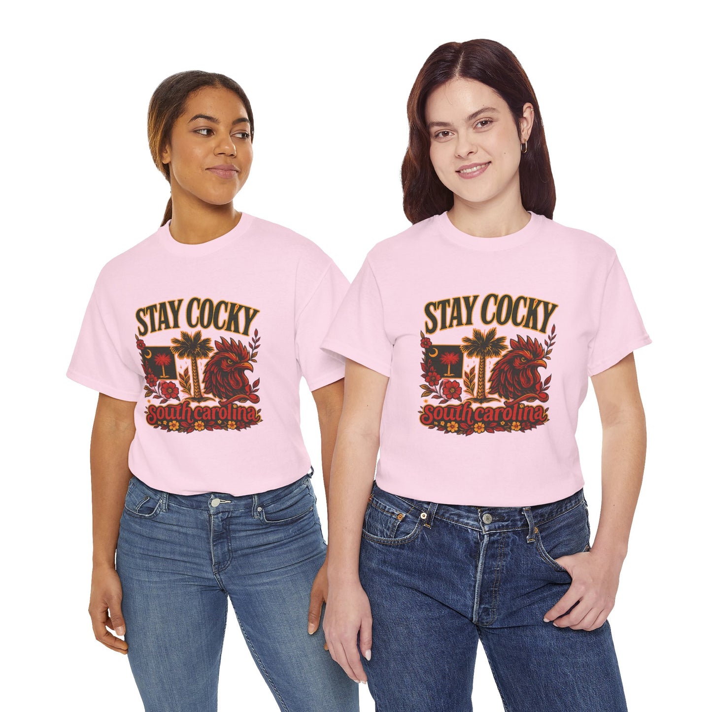 Stay Cocky Unisex Heavy Cotton Tee, Casual Graphic Tee, South Carolina Pride Shirt, Fun Vacation Wear, Perfect Gift for Gamecocks Fans