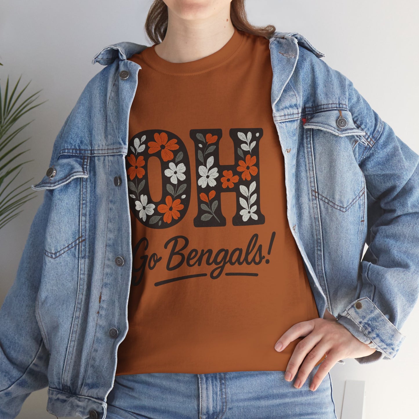 Bengals Floral Tee - Unisex Heavy Cotton