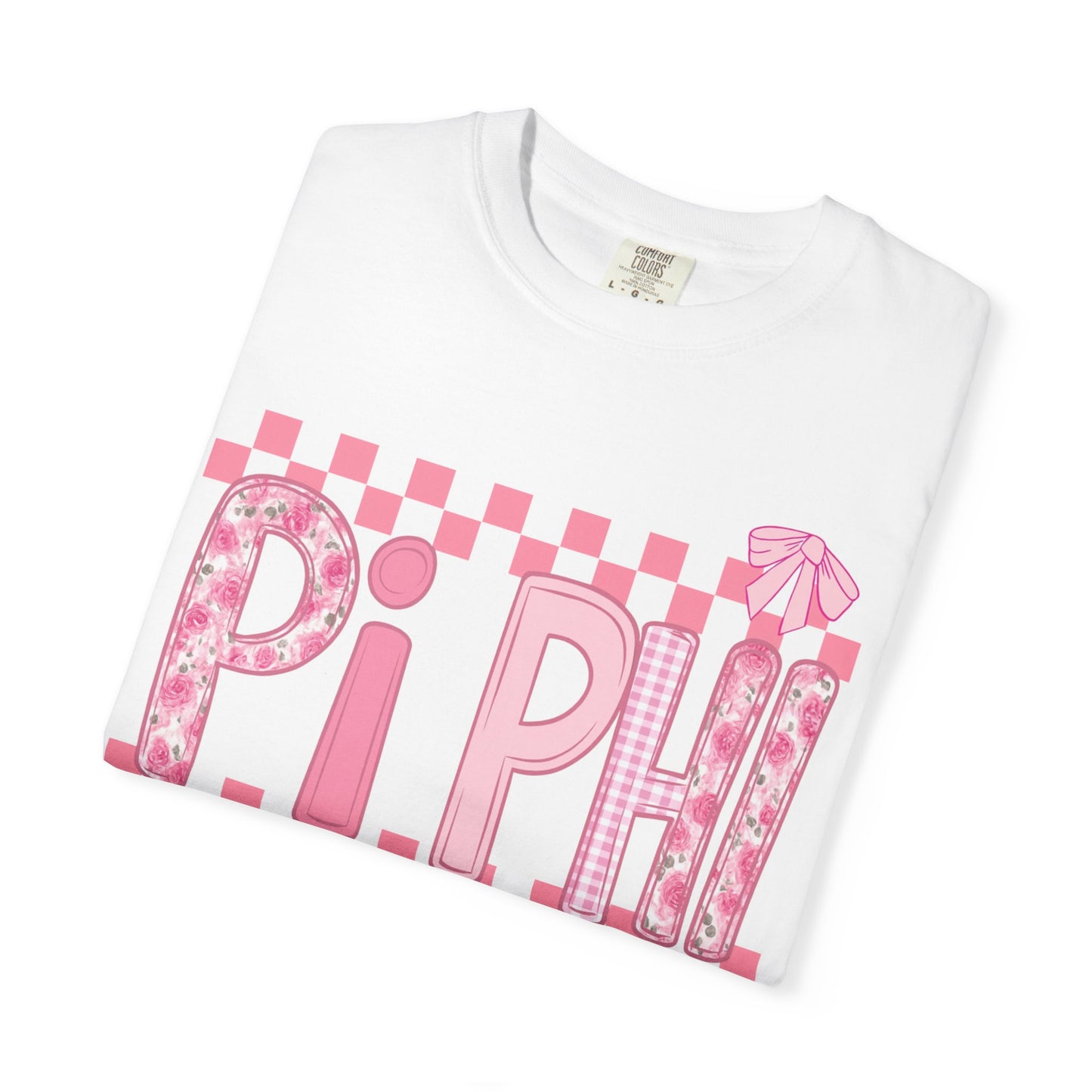 Cute Garment-Dyed T-Shirt for Sorority Sisters, Pi -Checked Style, Perfect for Casual Outings, Sorority Events, Gifts