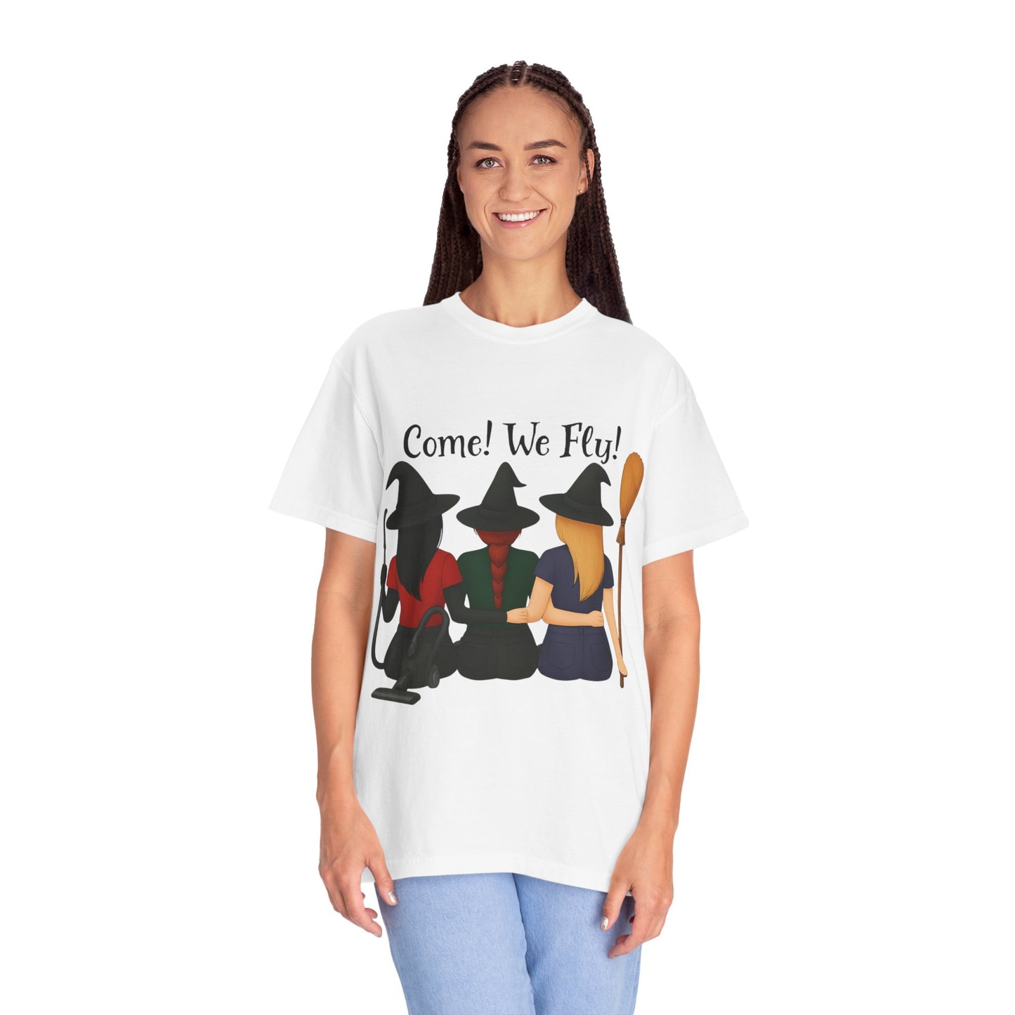 Witchy Halloween T-shirt - Come We Fly Unisex Garment-Dyed Tee