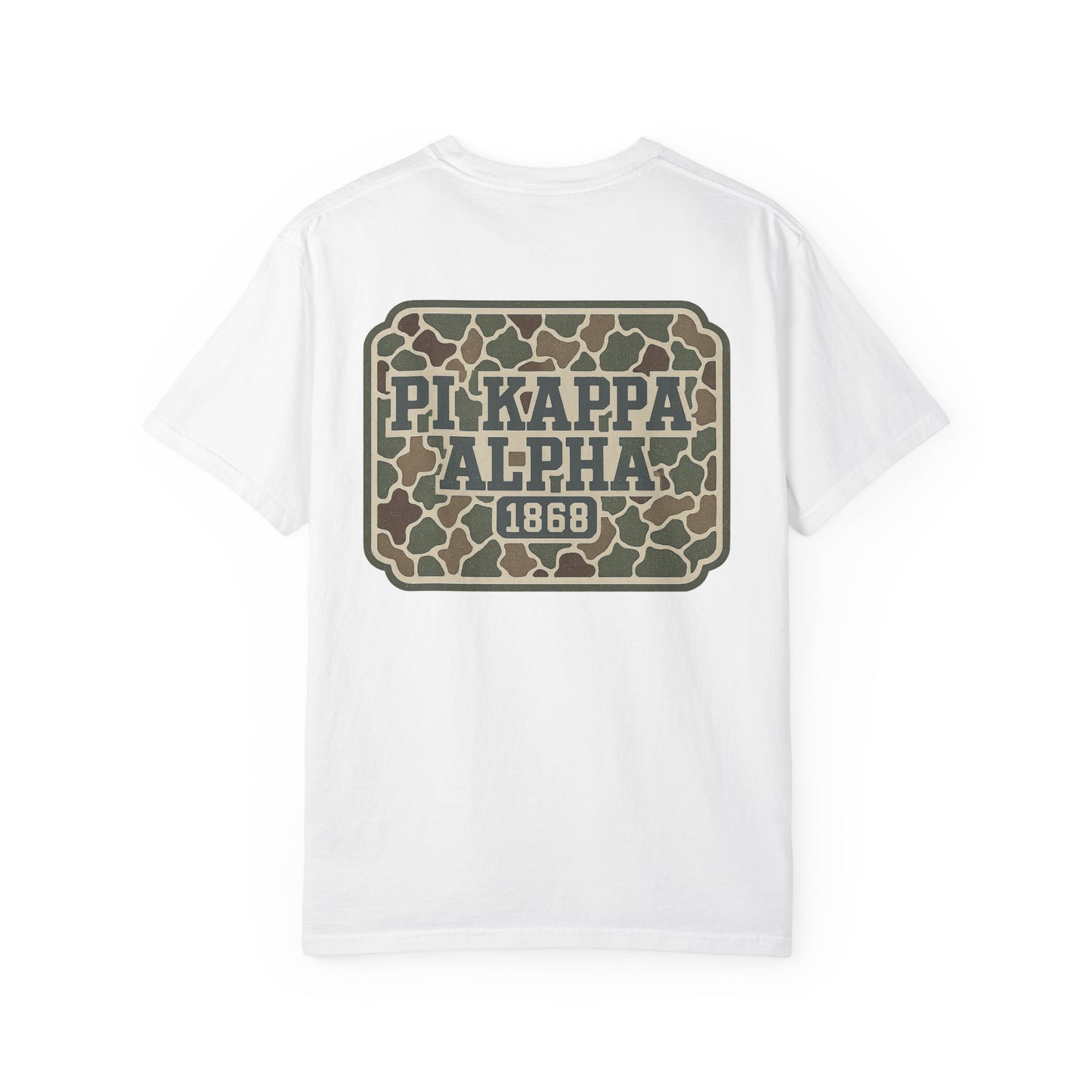 PiKappaAlpha Camouflage T-Shirt | Unisex Garment-Dyed Tee | Casual Wear, Greek Life Apparel, College Gifts, Brotherhood Shirt, Event [...]