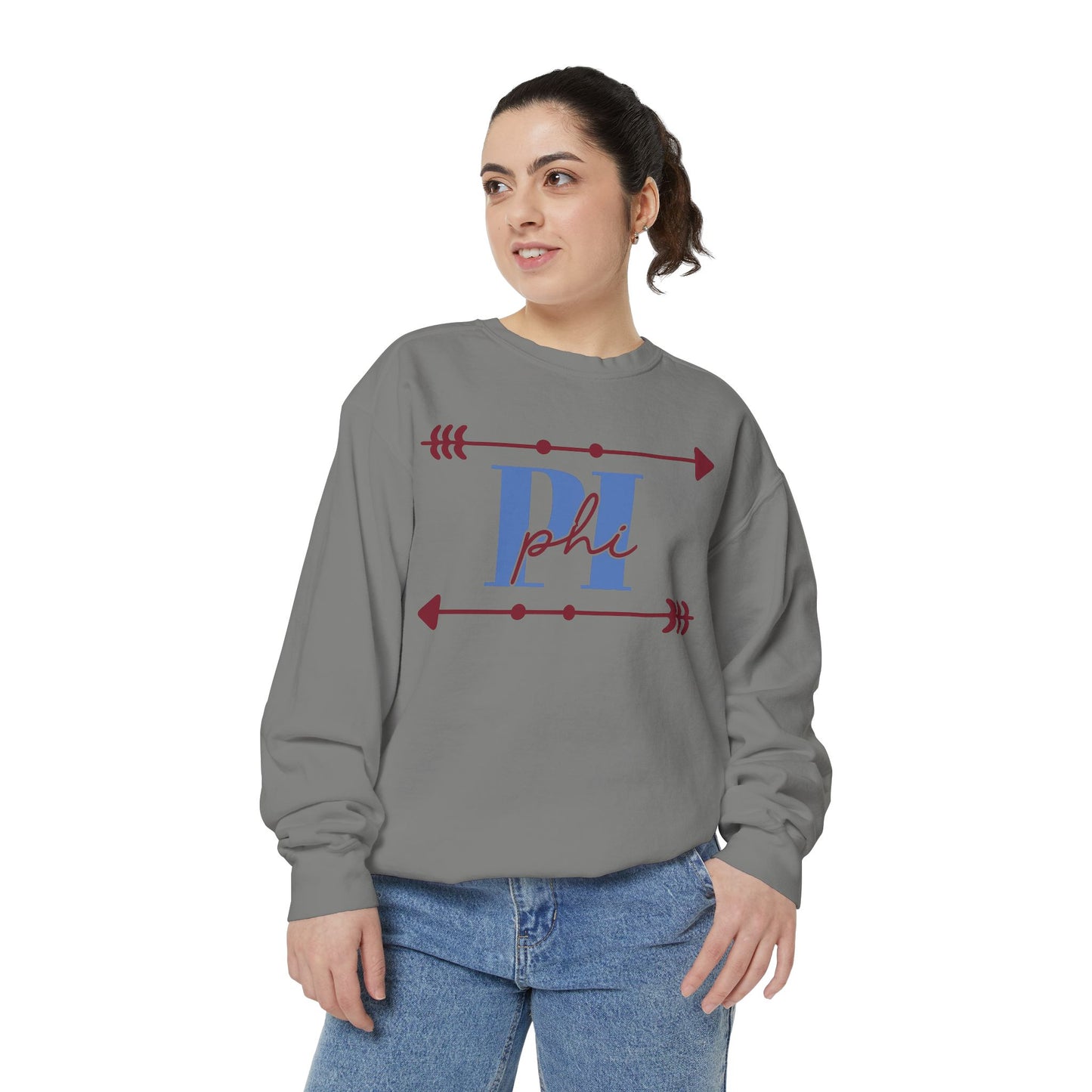 Phi Garment-Dyed Sweatshirt - Cozy Casual Unique Gift College Apparel Graduation Outfit