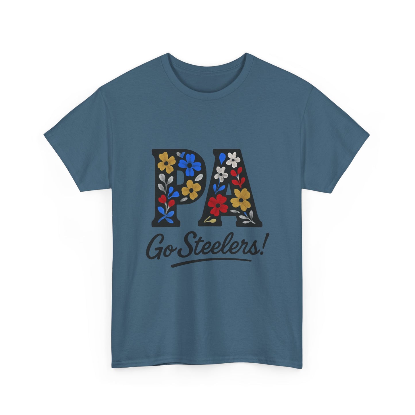 Sports Fan Tee - Floral PA Go Steelers Unisex Heavy Cotton Tee