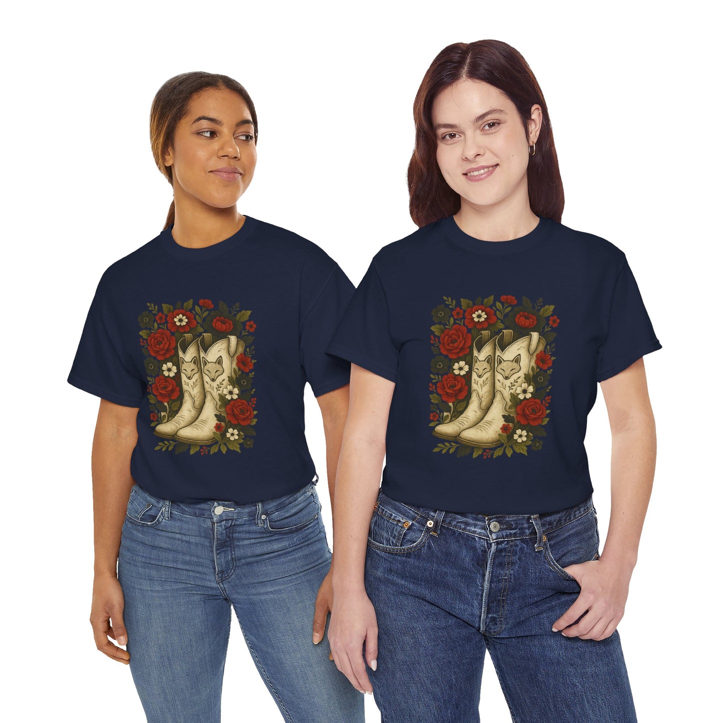 AR State Red Wolves Vintage Floral Cowboy Boots Tee