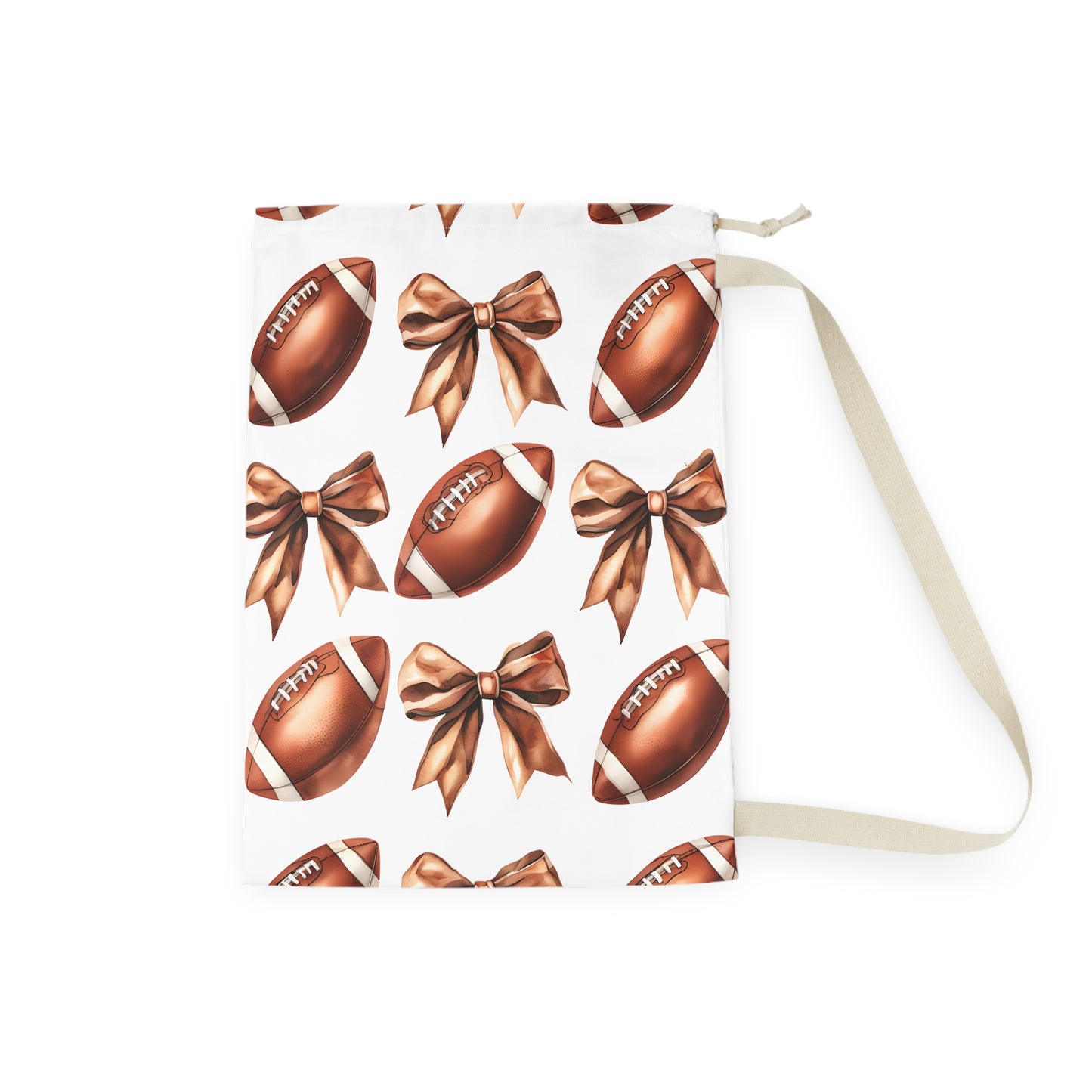 Football Laundry Bag with Bow Design, Sports Gear Organizer, Team Spirit Storage, Game Day Essential, Gift for Athletes