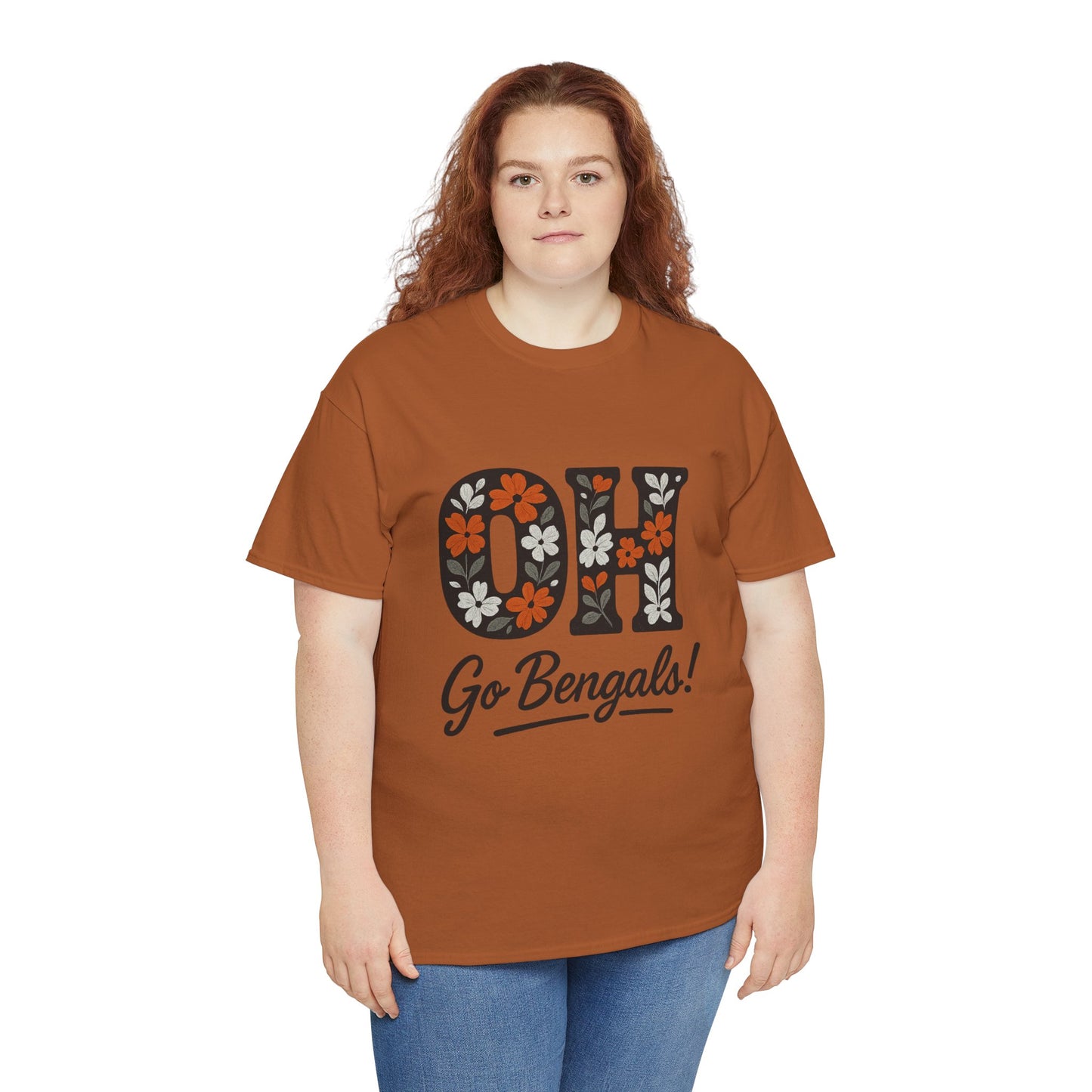 Bengals Floral Tee - Unisex Heavy Cotton