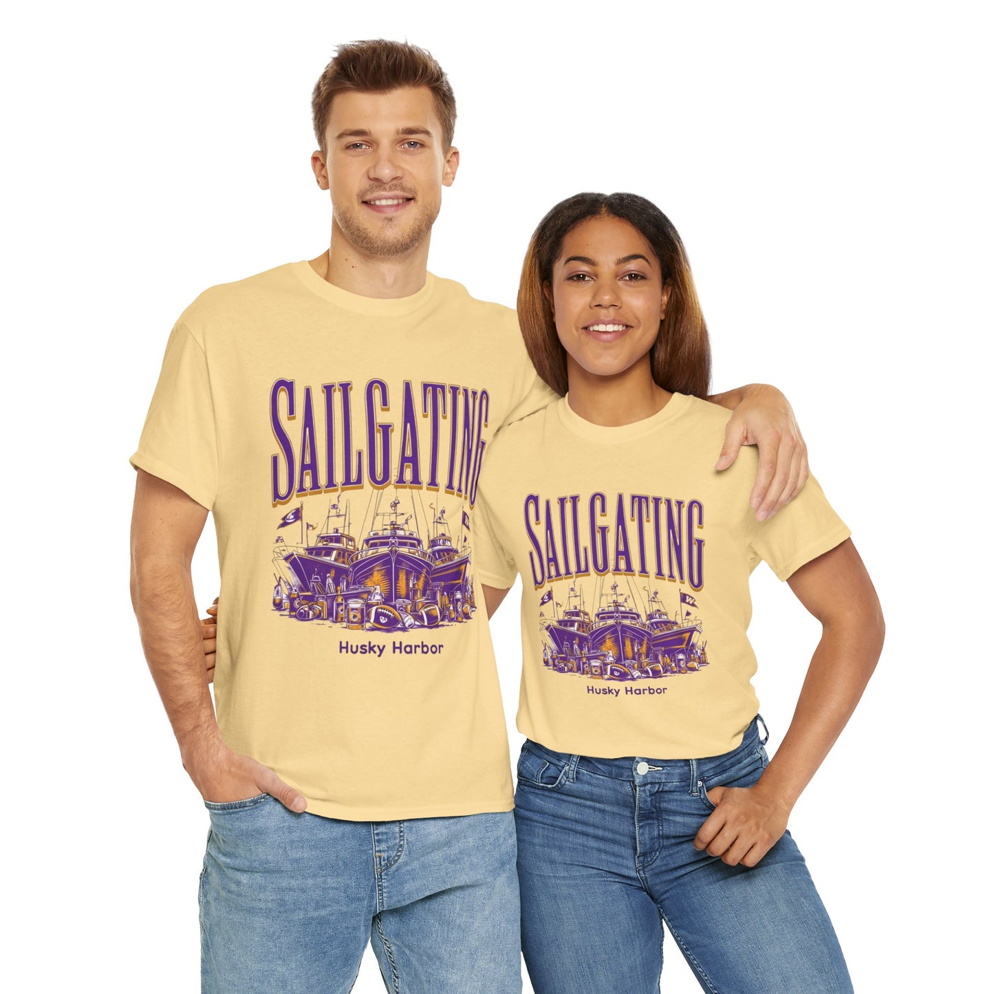 Sailgating Tee - Washington Huskies Unisex Heavy Cotton Shirt