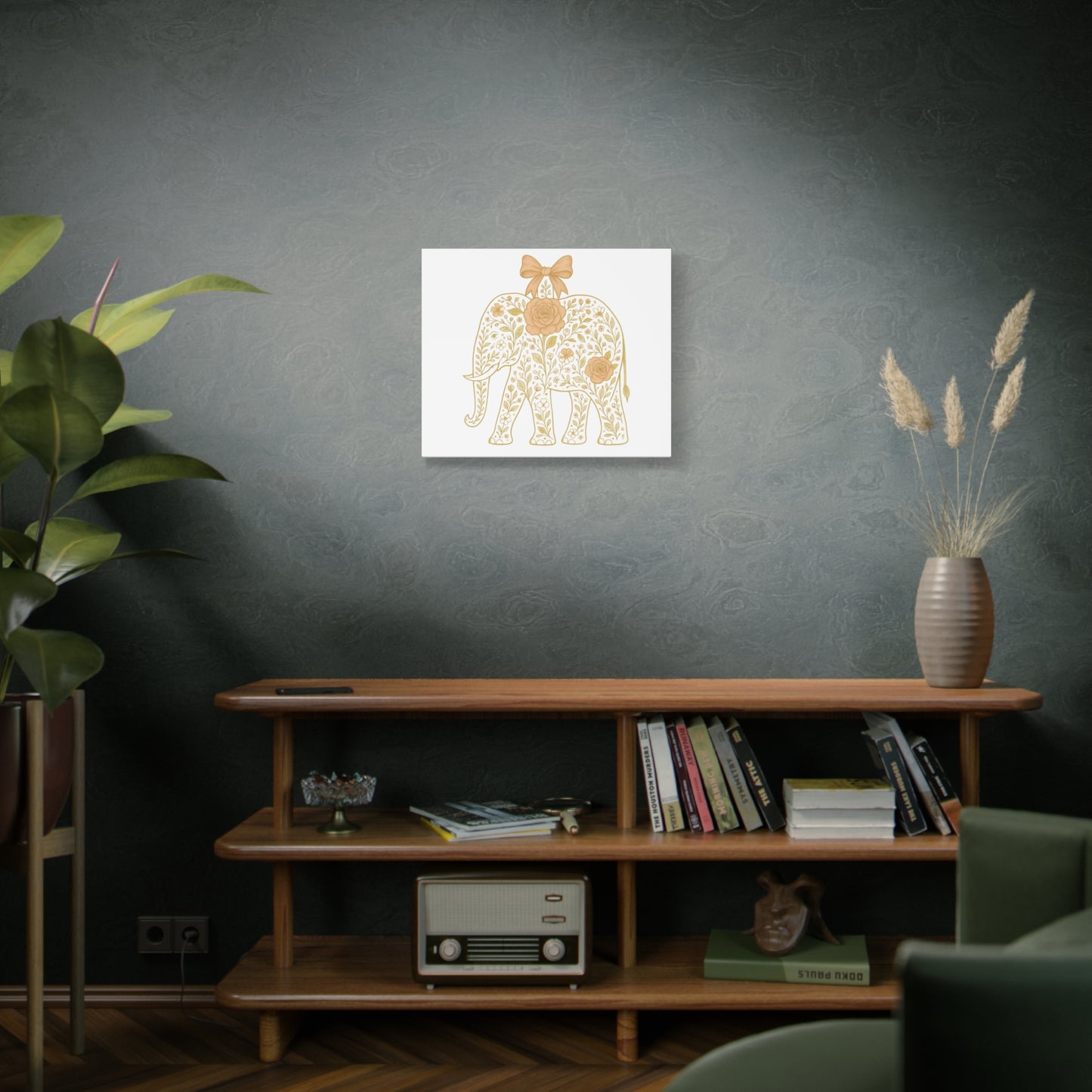 Coquette Elephant Bow Canvas Wall Art