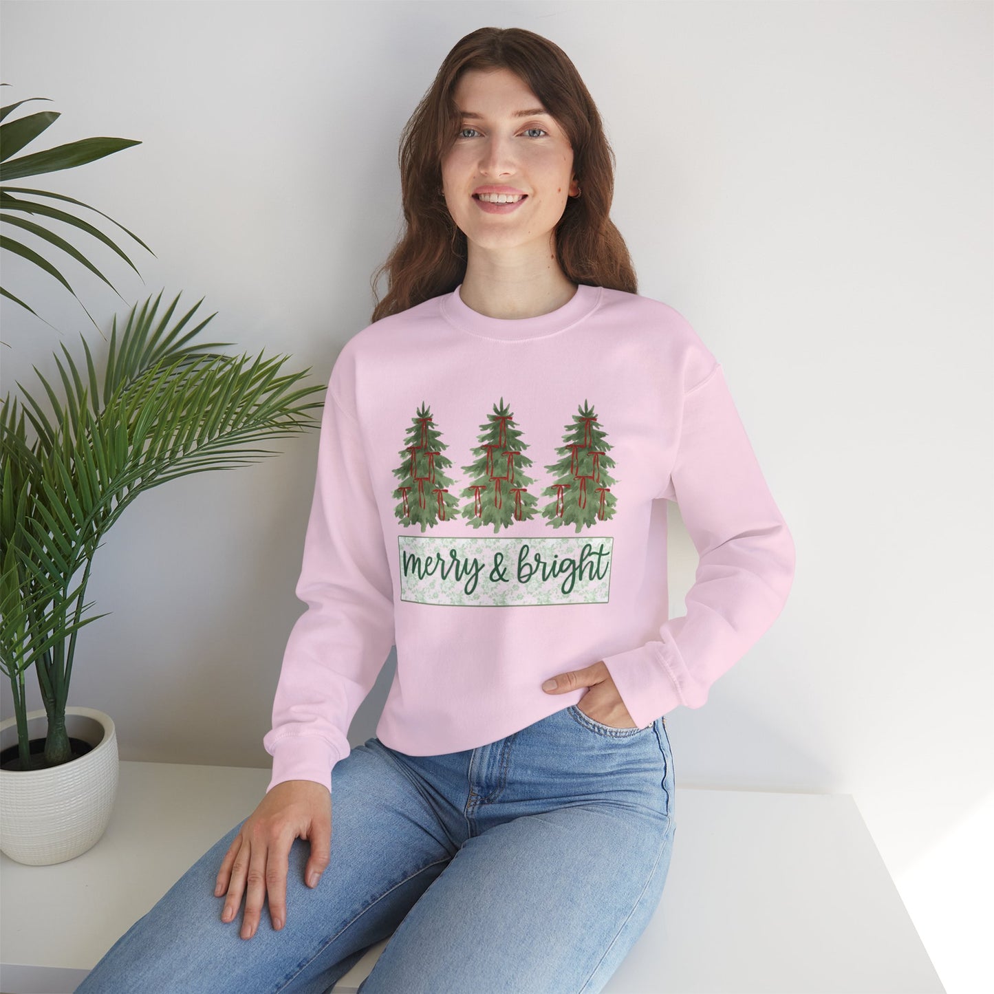 Merry & Bright Crewneck Sweatshirt | Cozy Holiday Gift, Unisex Apparel, Christmas Sweatshirt, Festive Fashion, Winter Wardrobe Essential