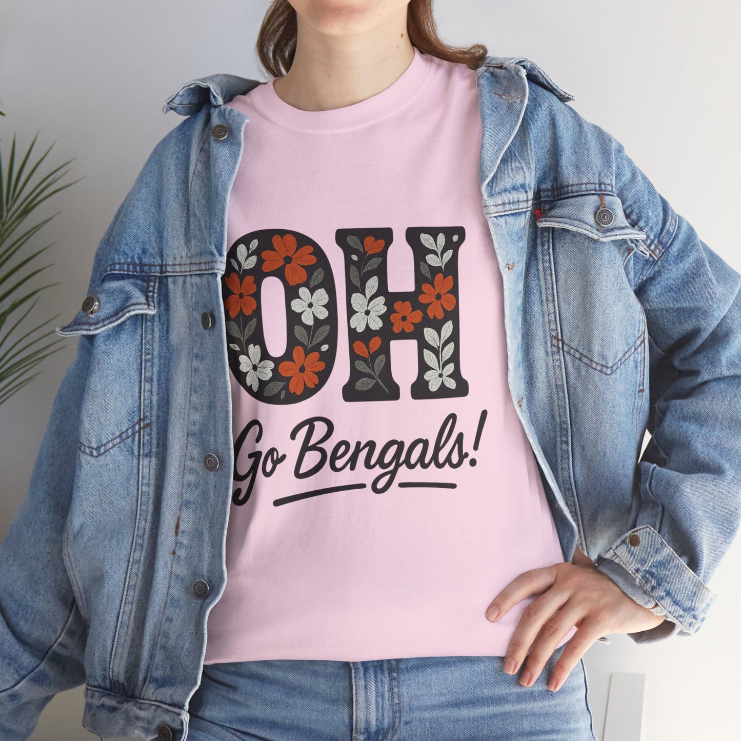Bengals Floral Tee - Unisex Heavy Cotton