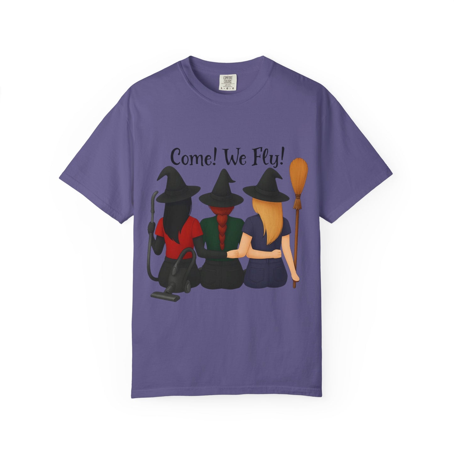 Witchy Halloween T-shirt - Come We Fly Unisex Garment-Dyed Tee