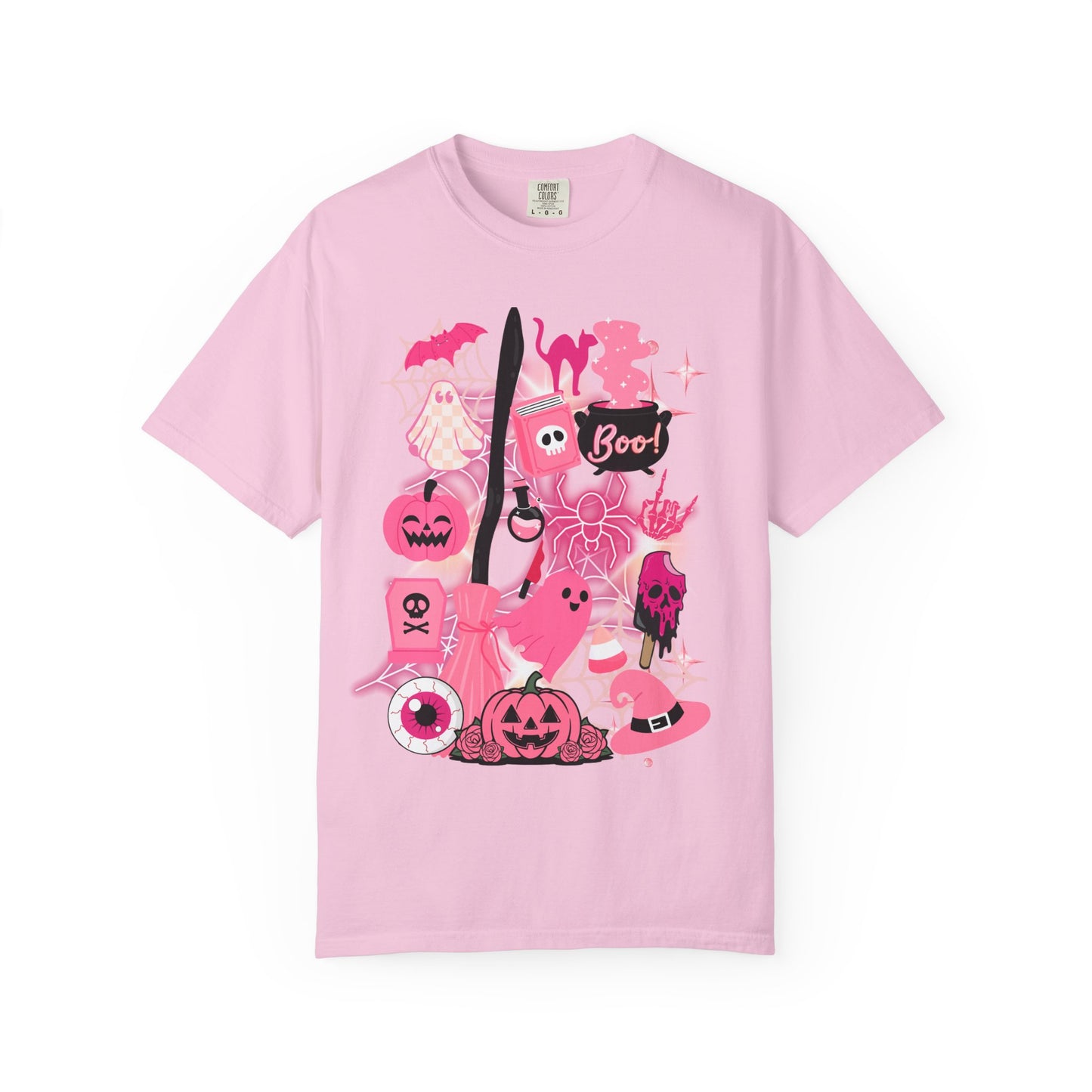 Pink Halloween-Themed Unisex T-shirt, Spooky Shirt, Ghostly Apparel, Boo T-shirt, Fall Fashion, Halloween Costume Top