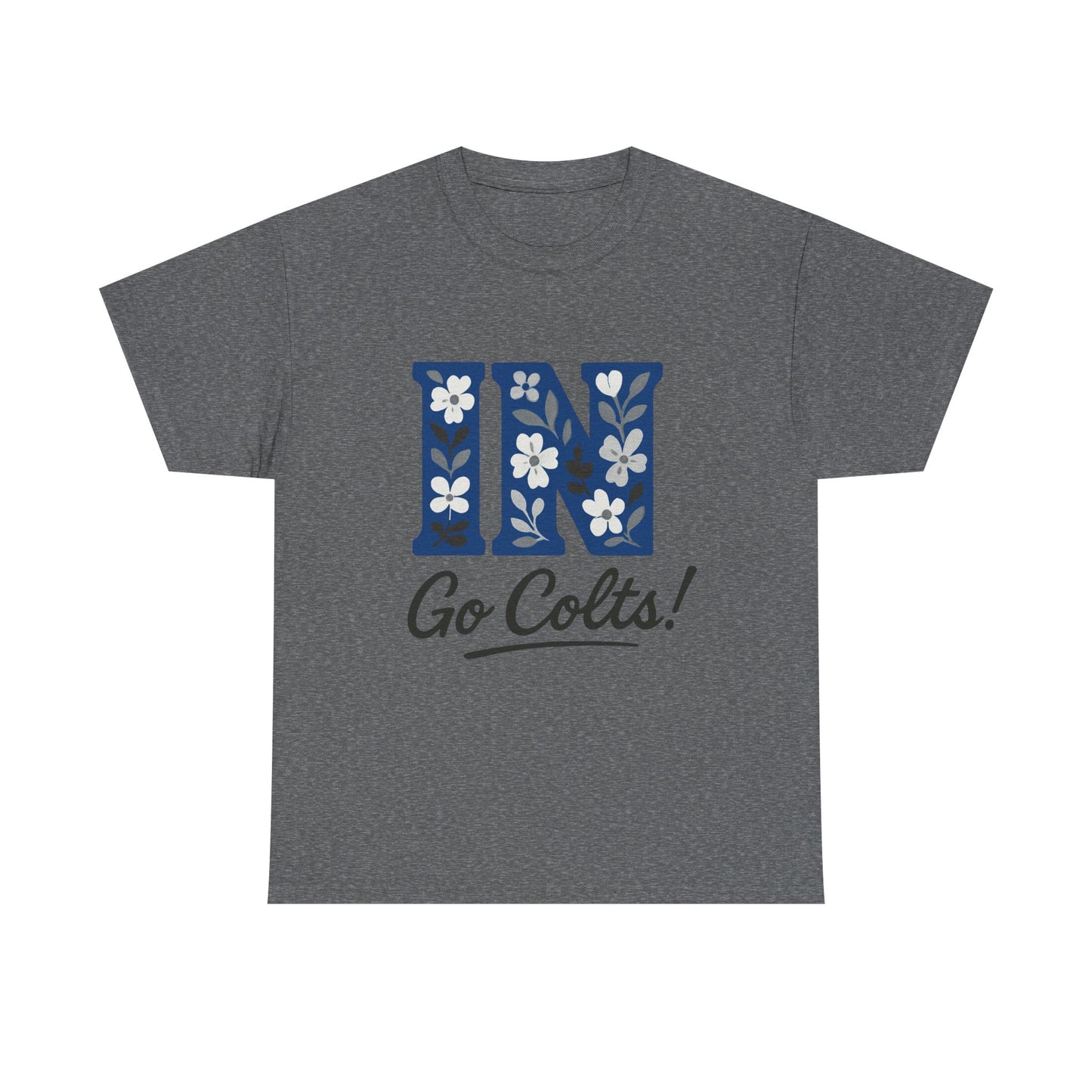 Floral Colts Tee | Unisex Heavy Cotton Tee for Sports Fans, Indiana Pride