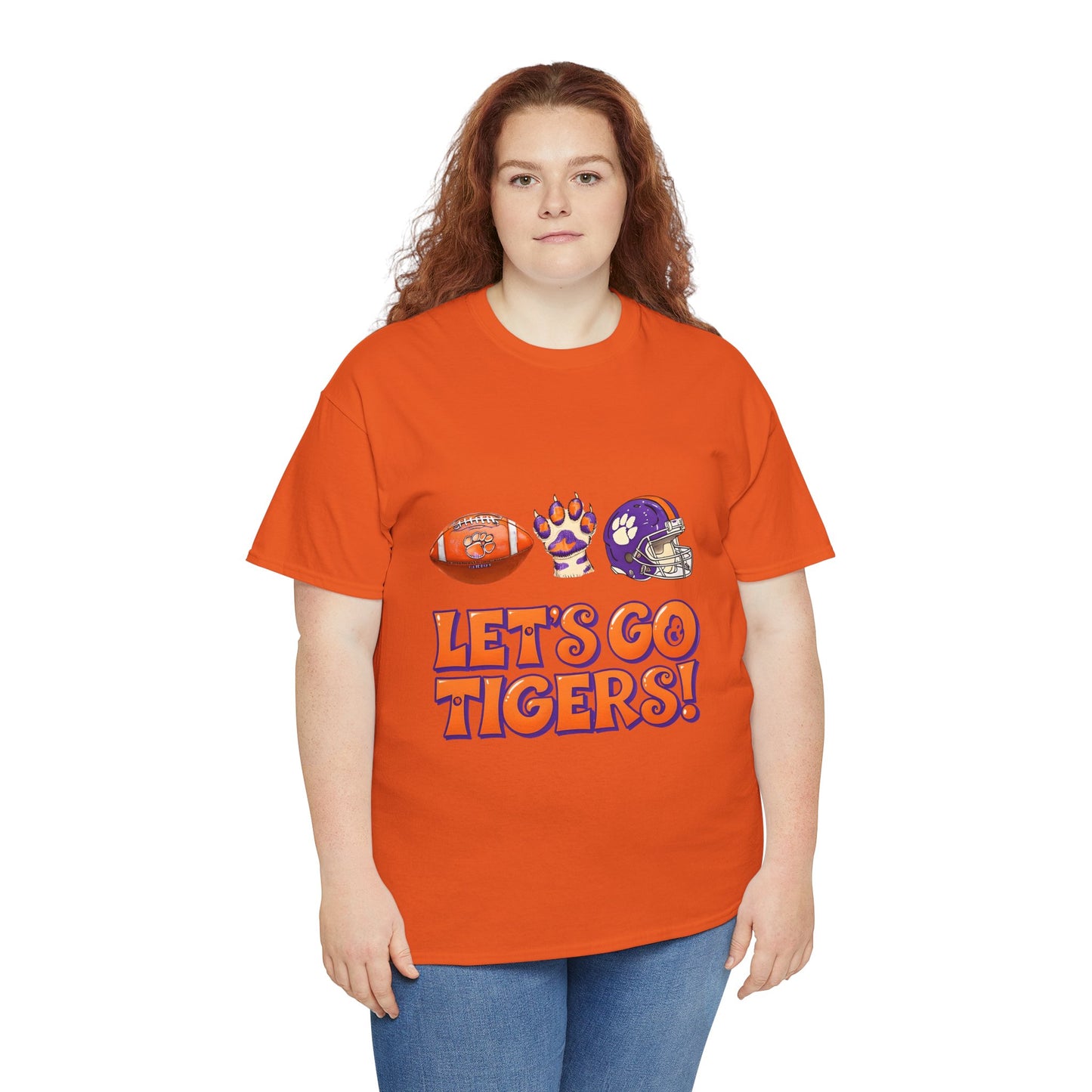 Unisex Heavy Cotton Tee - Let's Go Tigers! Sports Fan Tee, Game Day Shirt, Tailgate Apparel, Team Pride Top, College Football Gear