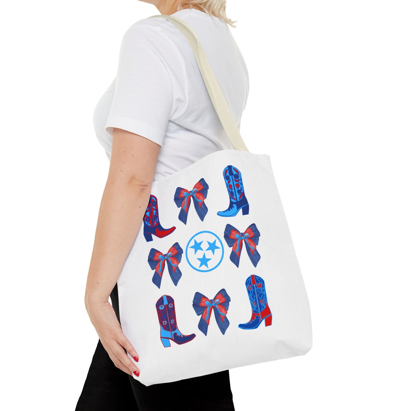 Tote Bag - Tennessee Titans Coquette Bow Design - Titan Up NFL Game Day Gift Nashville TN