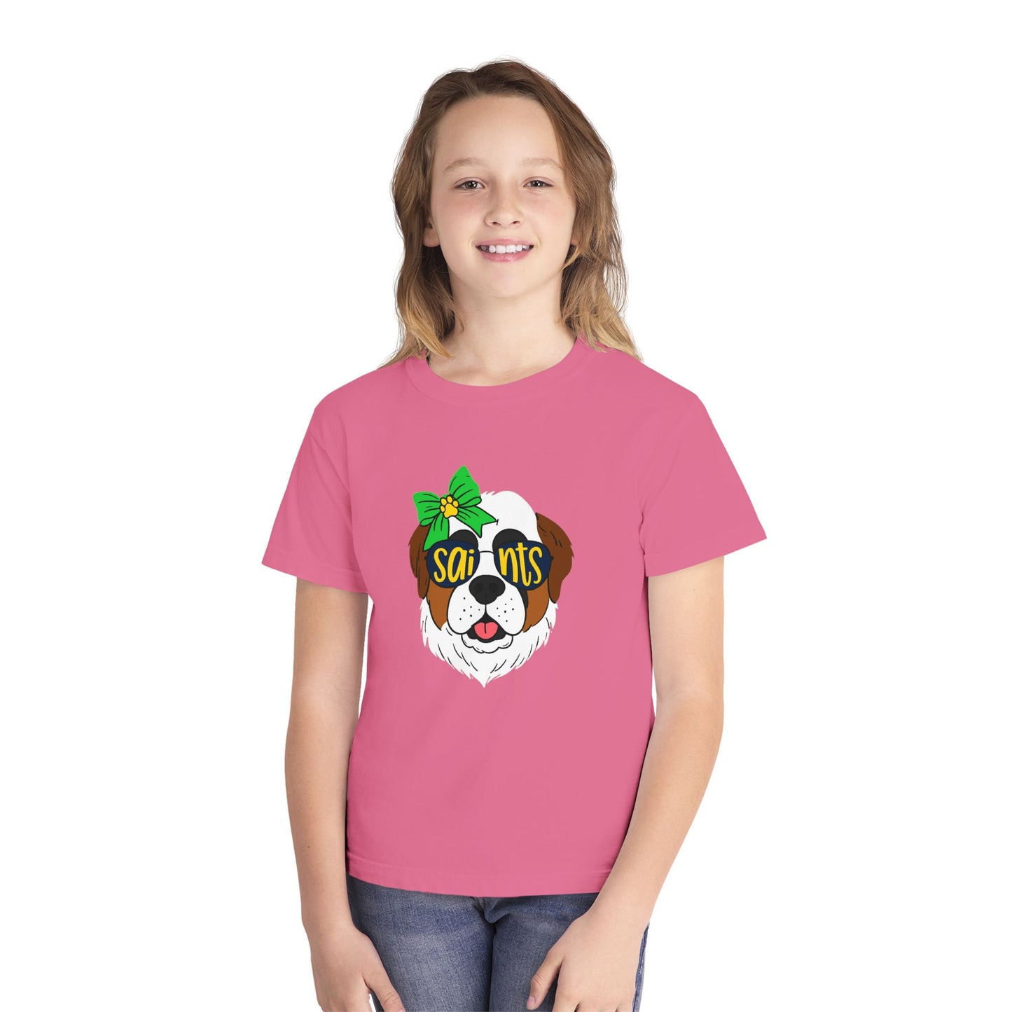 Saints Dog Youth Tee, Cute Puppy T-Shirt, Pet Lover Gift, Casual Wear, Birthday, Family Reunion, Dog Show