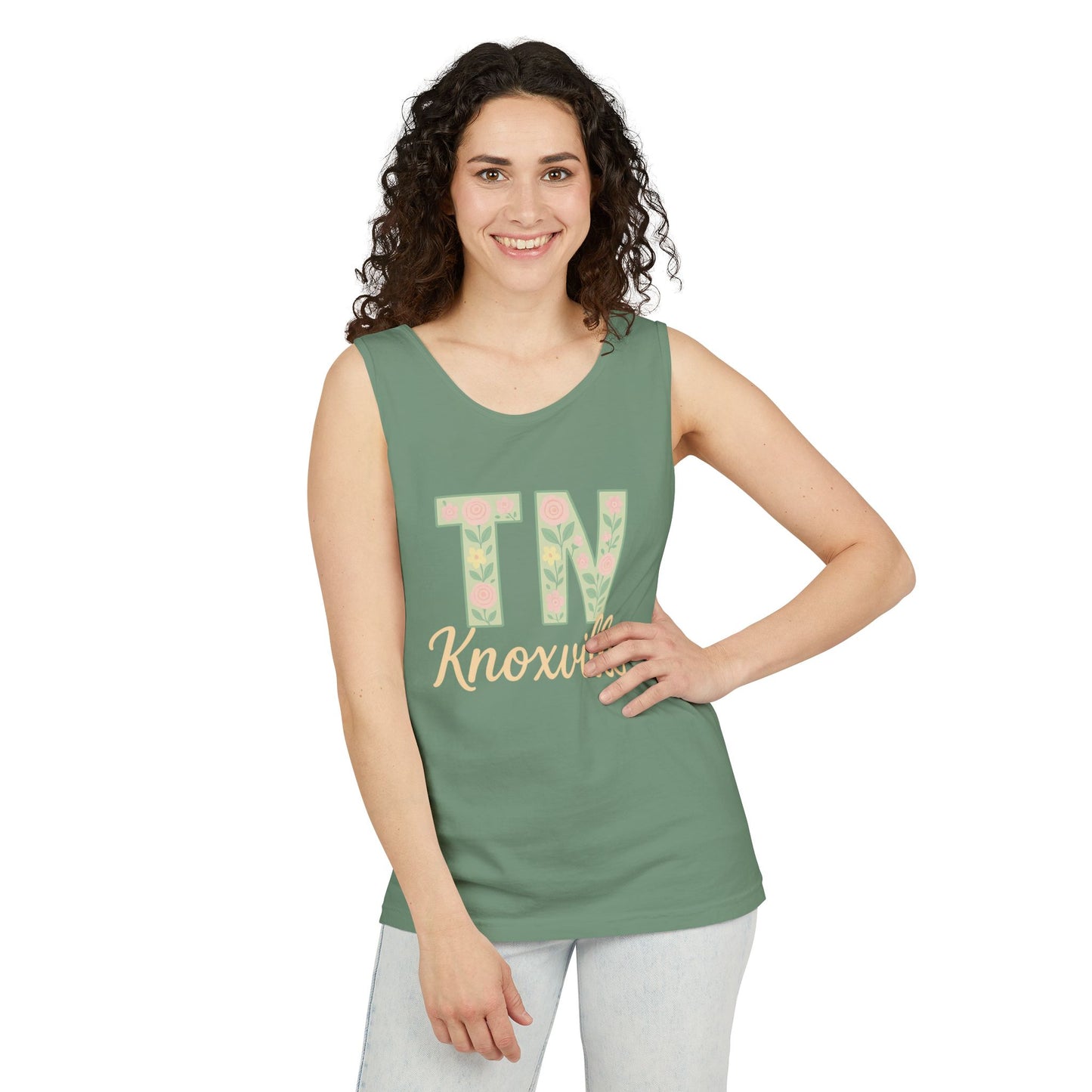 Tennessee Floral Tank Top, Unisex Sleeveless Shirt, Summer Tee, Casual Wear, Gift for Her, Comfort Colors, Graduation Gift, Rocky Top