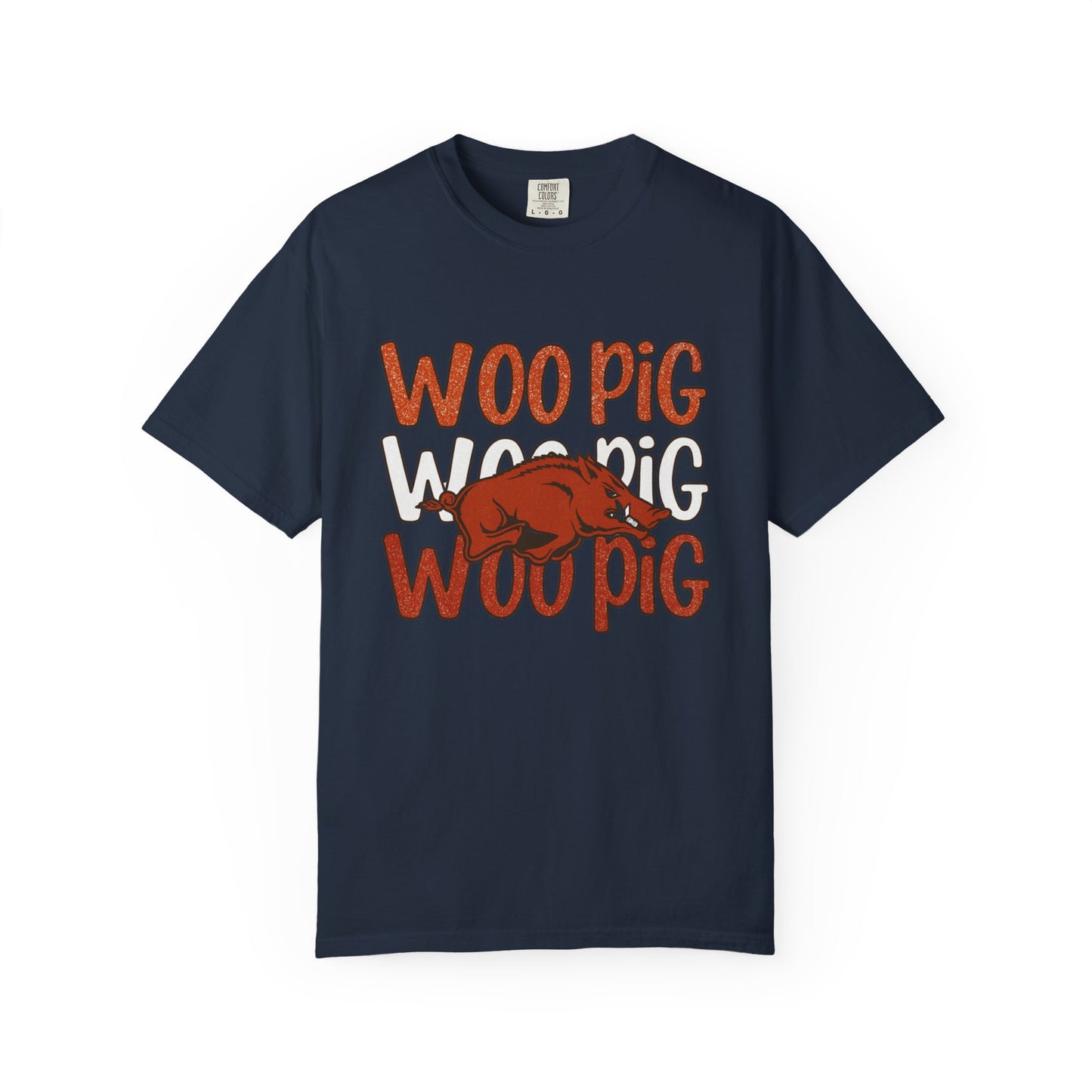 Woo Pig Garment-Dyed T-Shirt, Unisex Tee, Arkansas Pride Shirt, Casual Everyday Wear, College Game Day Tee, Fun Graphic Tee