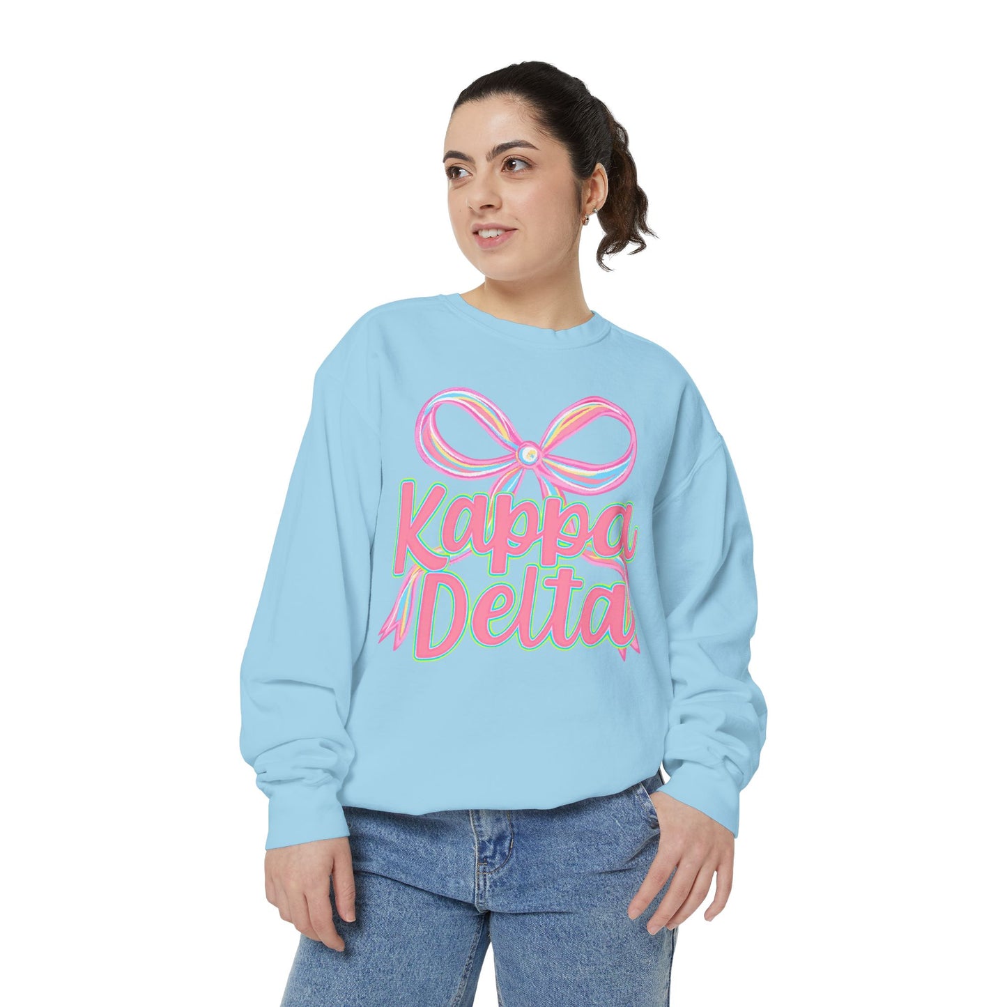 KD Comfort Colors Garment-Dyed Sweatshirt, Sorority Apparel, Cozy Gift, College Sweatshirt, Valentine's Day Gift, Customizable Sweater