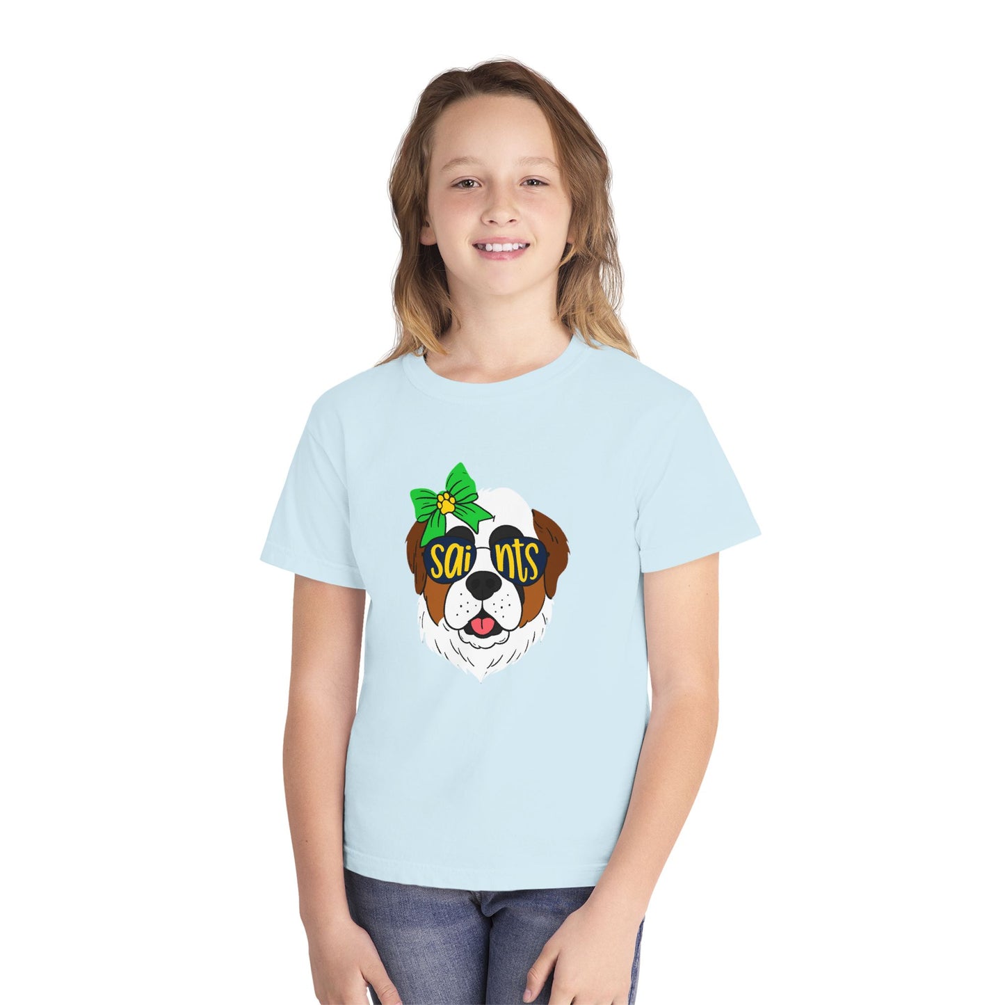Saints Dog Youth Tee, Cute Puppy T-Shirt, Pet Lover Gift, Casual Wear, Birthday, Family Reunion, Dog Show
