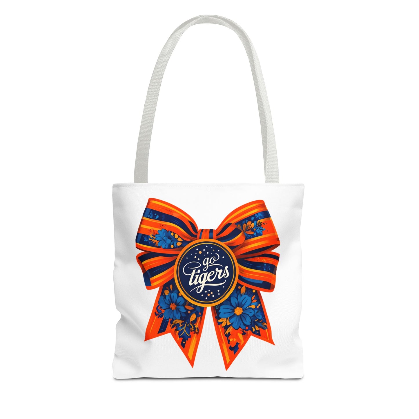 Cheerful Floral Tote Bag - Go Tigers, Sports Fan Gift, Custom Tote, Floral Design, Game Day Bag, Personalized Shopping Bag