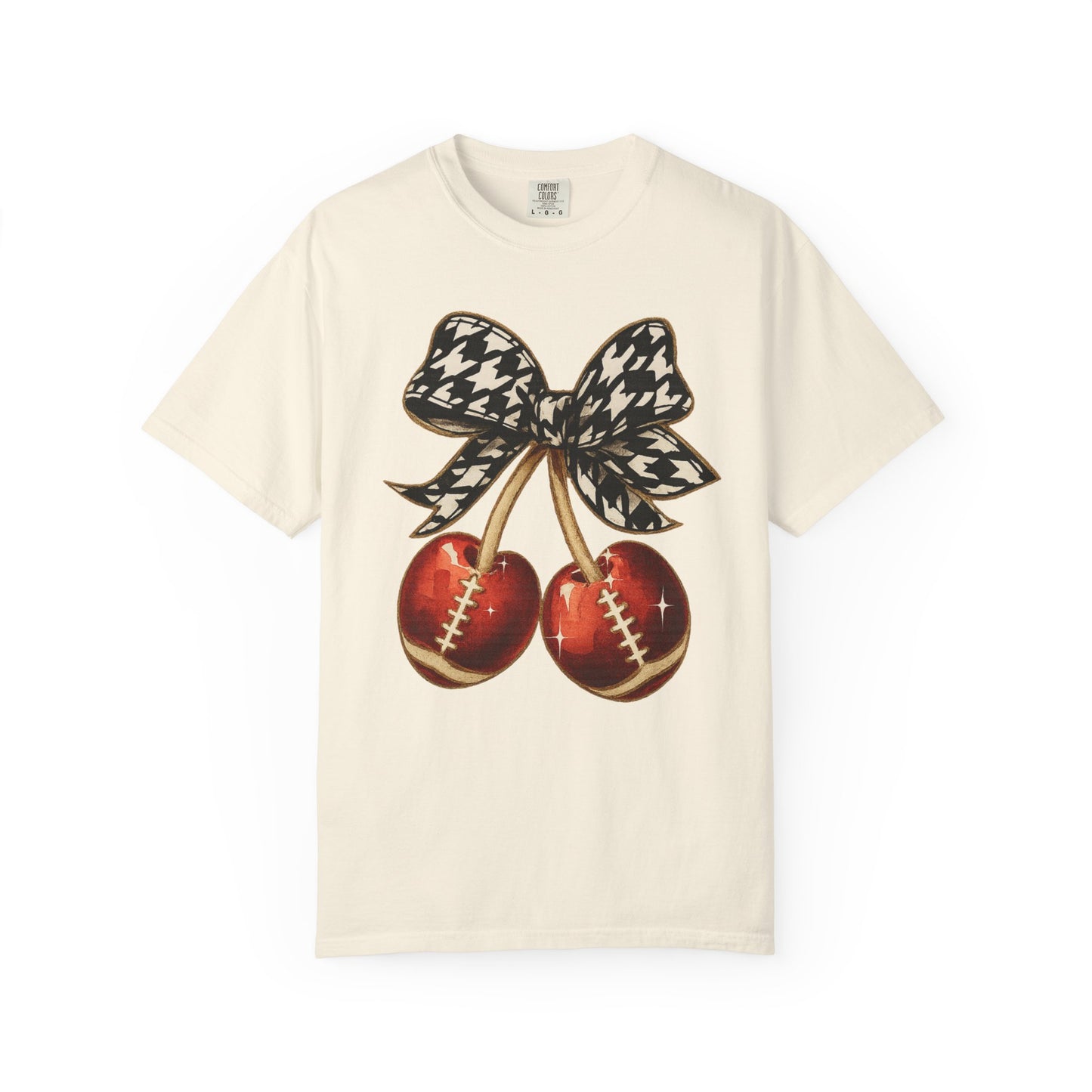 Houndstooth Bow Unisex Tee for Sports Lovers | Garment-Dyed T-shirt