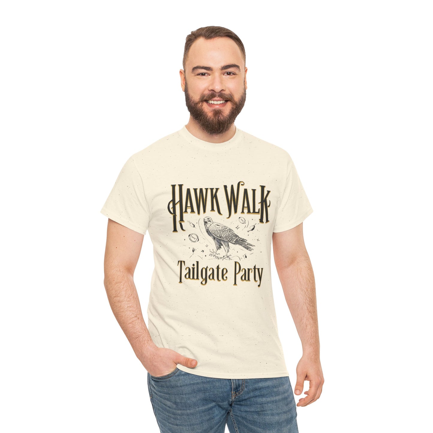 Hawk Walk Tailgate Tee, Unisex Cotton Shirt, Outdoor Event T-Shirt, Festival Wear, Bird Lover Gift, Sports Gathering Apparel