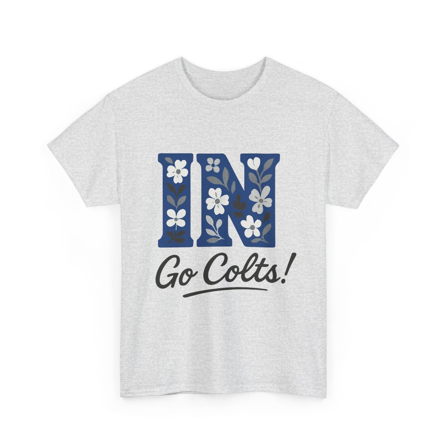 Floral Colts Tee | Unisex Heavy Cotton Tee for Sports Fans, Indiana Pride