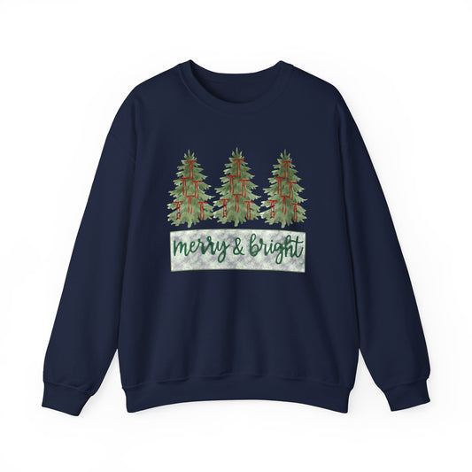 Merry & Bright Crewneck Sweatshirt | Cozy Holiday Gift, Unisex Apparel, Christmas Sweatshirt, Festive Fashion, Winter Wardrobe Essential