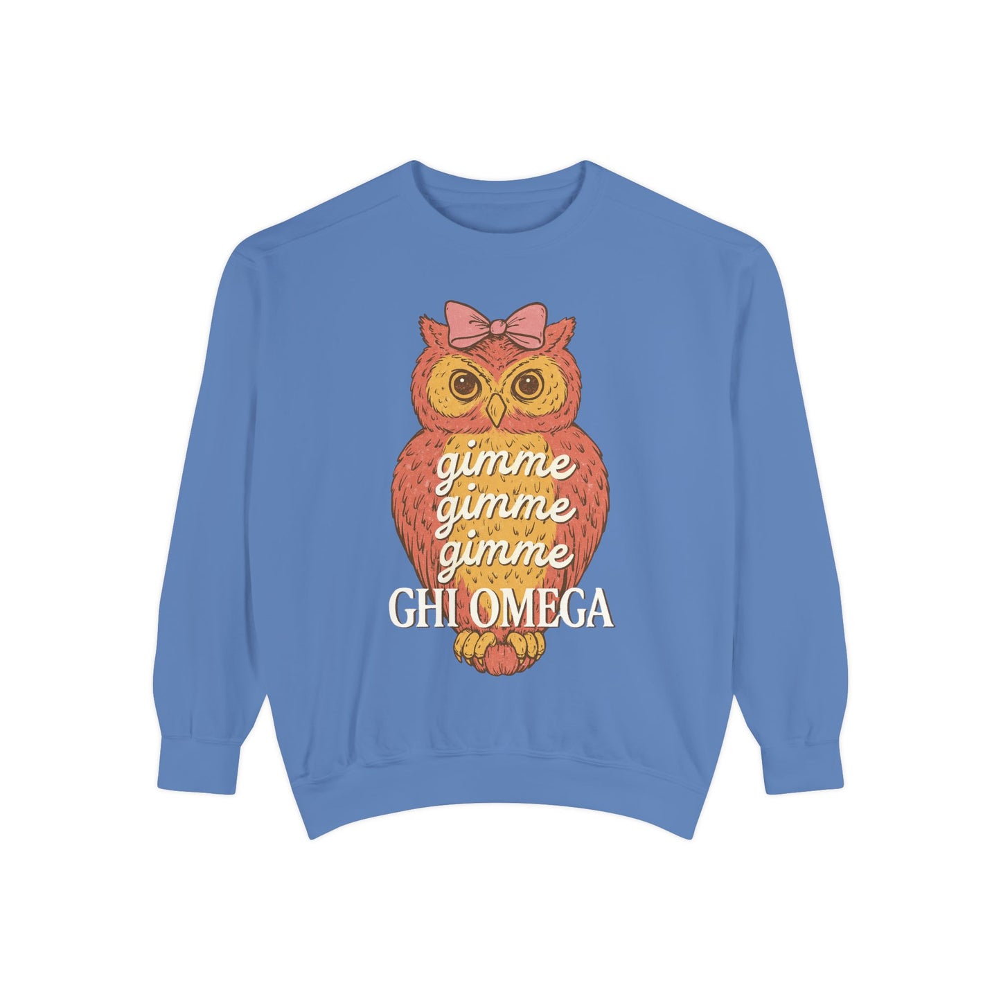 Gimme Gimme Owl Sweatshirt, Unisex Sweatshirt, Sorority Apparel, Cute Owl Design, Cozy Gift, College Sweatshirt
