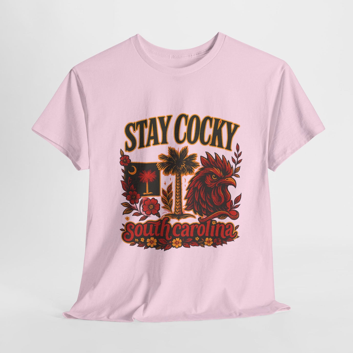 Stay Cocky Unisex Heavy Cotton Tee, Casual Graphic Tee, South Carolina Pride Shirt, Fun Vacation Wear, Perfect Gift for Gamecocks Fans