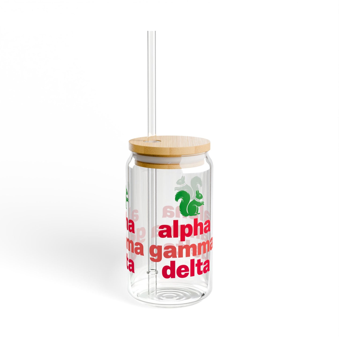 AGD Sipper Glass 16oz - Personalized Gift for Sorority, Eco-Friendly Drinkware, Party Favor, Summer Sips, College Life