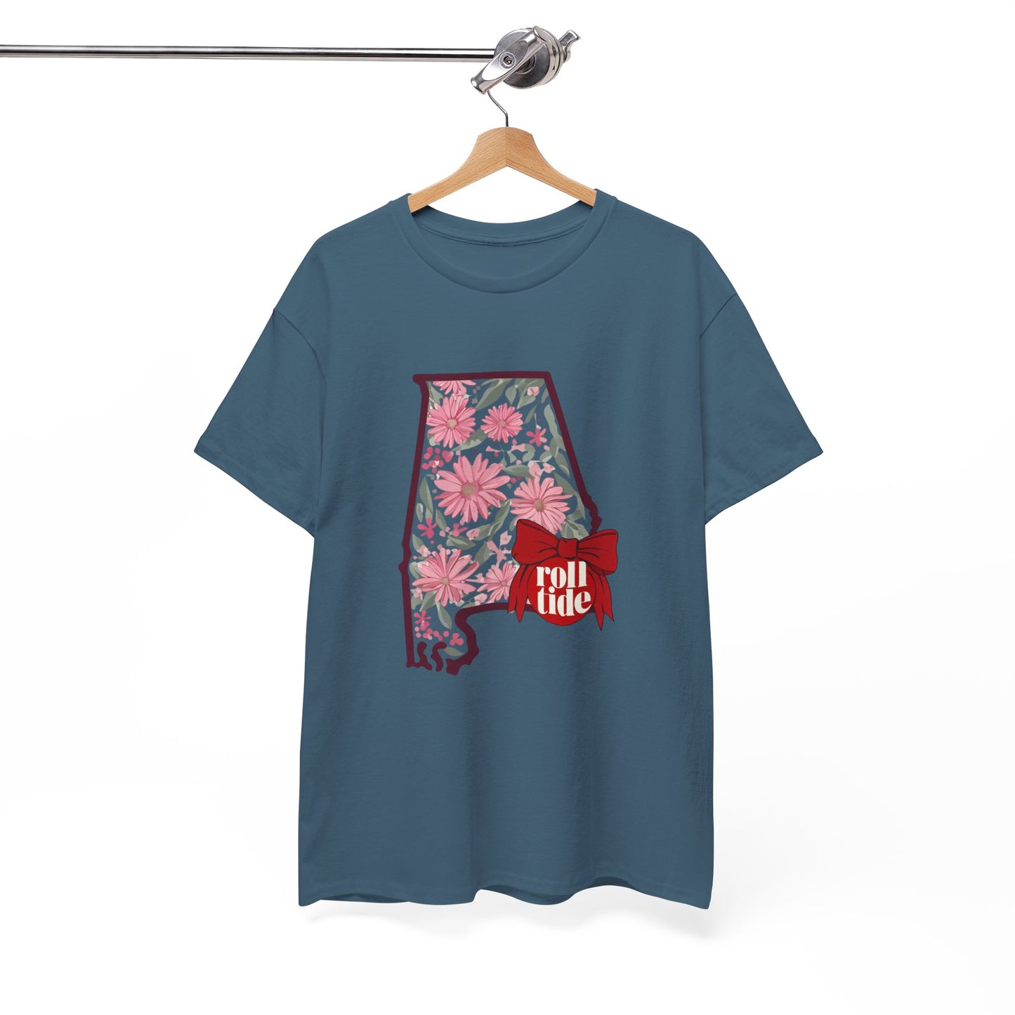 Floral Alabama Tee - Roll Tide Unisex Heavy Cotton T-Shirt, Casual Wear, Game Day Outfit, College Apparel, Southern Pride