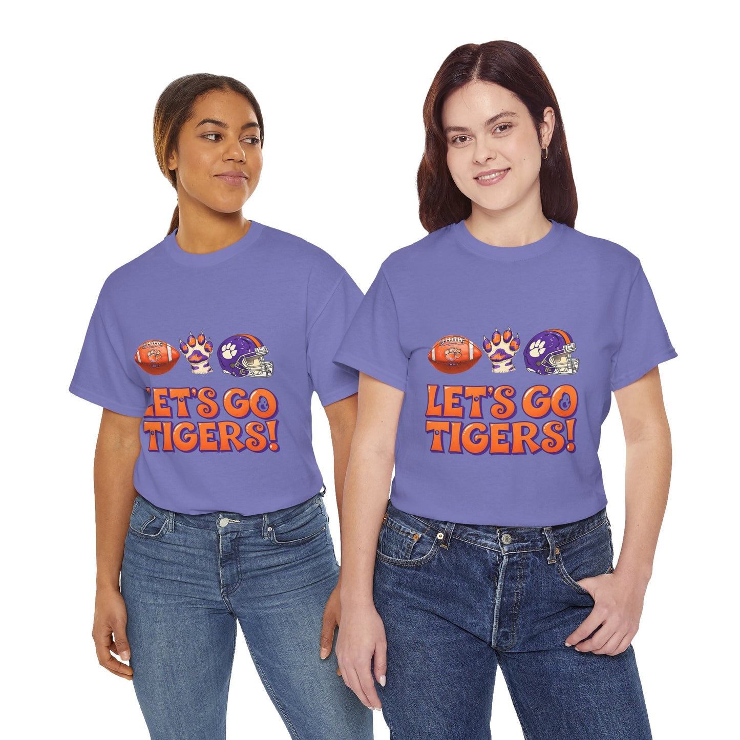 Unisex Heavy Cotton Tee - Let's Go Tigers! Sports Fan Tee, Game Day Shirt, Tailgate Apparel, Team Pride Top, College Football Gear