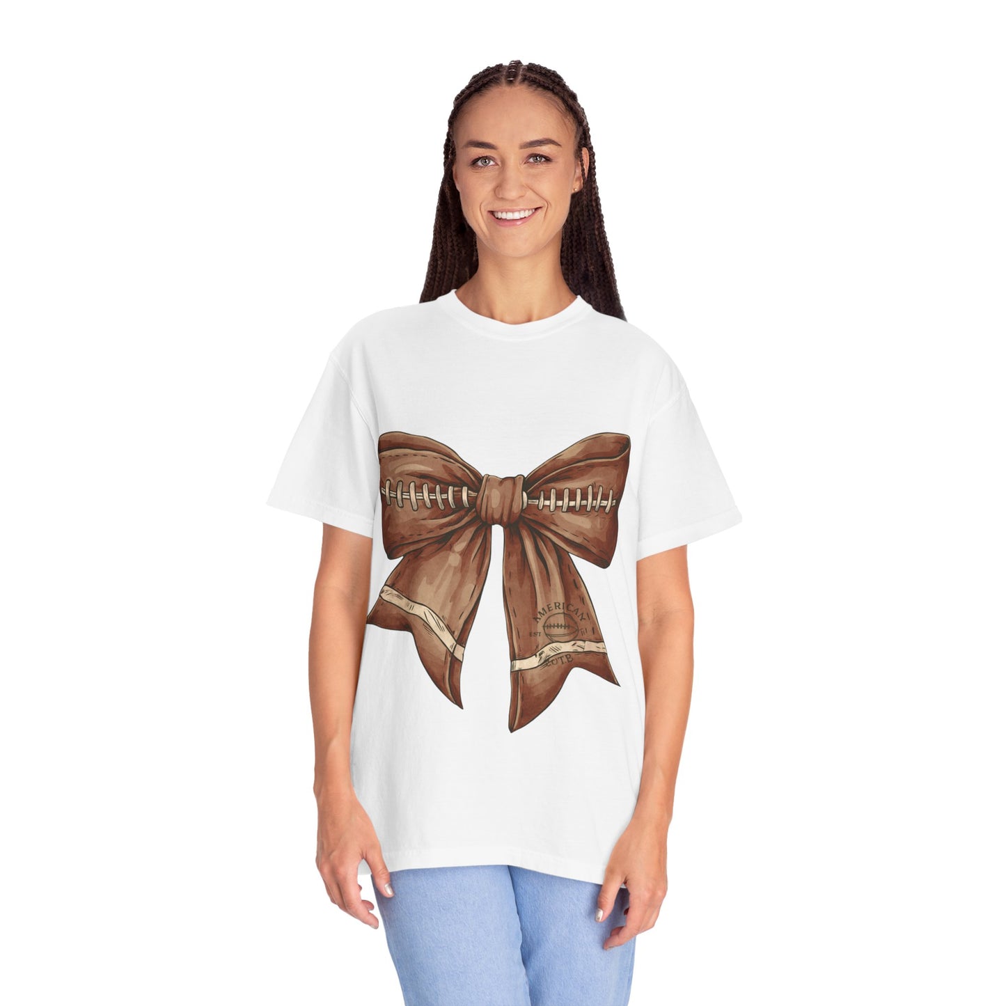 Football Bow T-Shirt: Unisex Casual Wear for Game Day Apparel