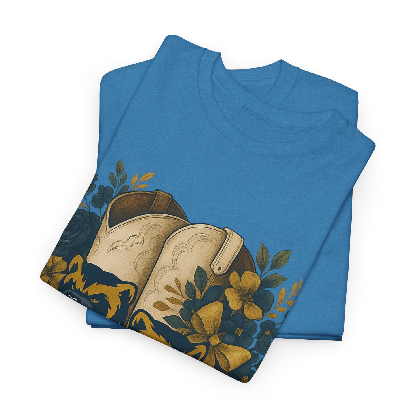 Graphic Tee - Michigan Wolverines Maize and Blue Country Chic Floral Cowboy Boots Vintage Style Shirt