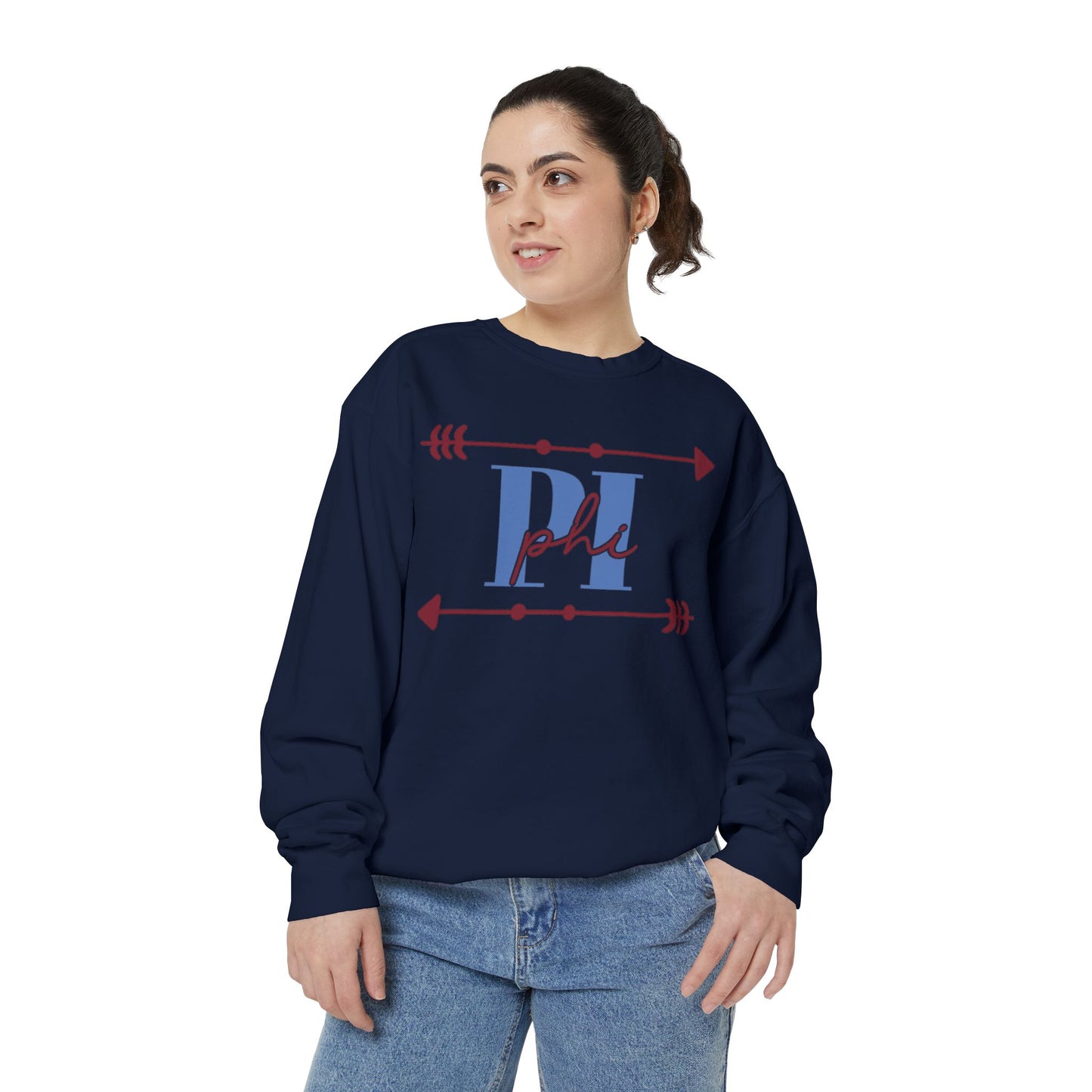 Phi Garment-Dyed Sweatshirt - Cozy Casual Unique Gift College Apparel Graduation Outfit