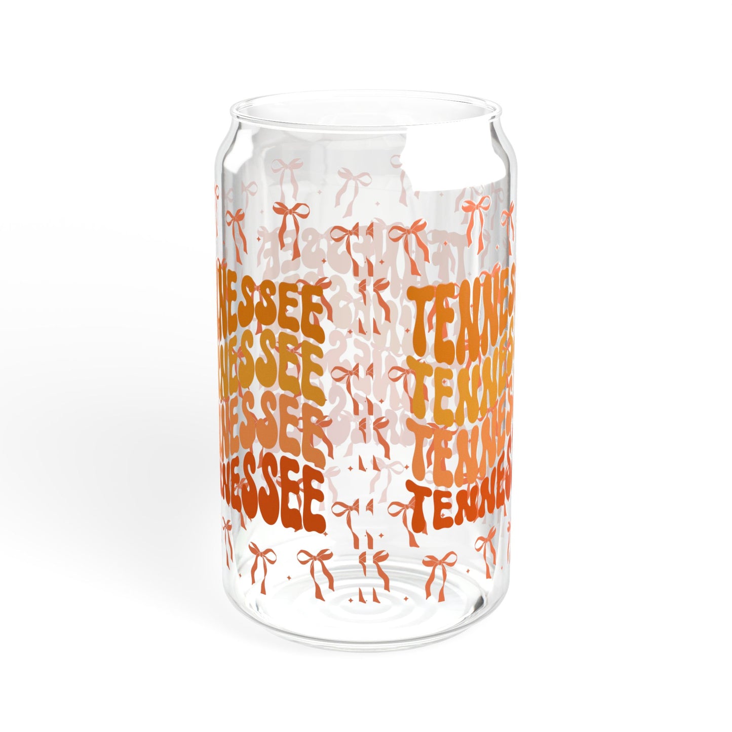 Coquette Bow Tennessee Sipper Glass, Tropical Drinkware, Summer Party Essential, Eco-Friendly Glass Cup, Tn game day, tennessee fan gift, graduation gift
