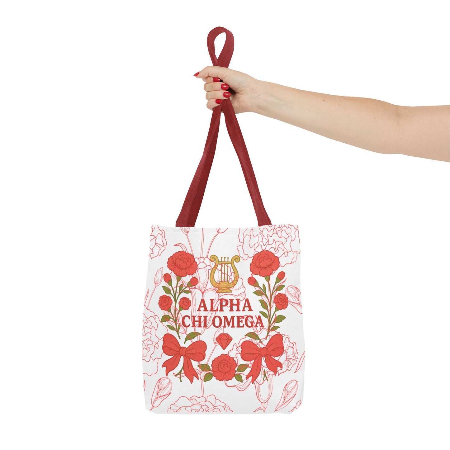 Floral Sorority Alpha Chi Omega Tote Bag, College Essentials, Gift for Sorority Sisters, Eco-Friendly Shopping Tote, Alpha Chi Omega Apparel