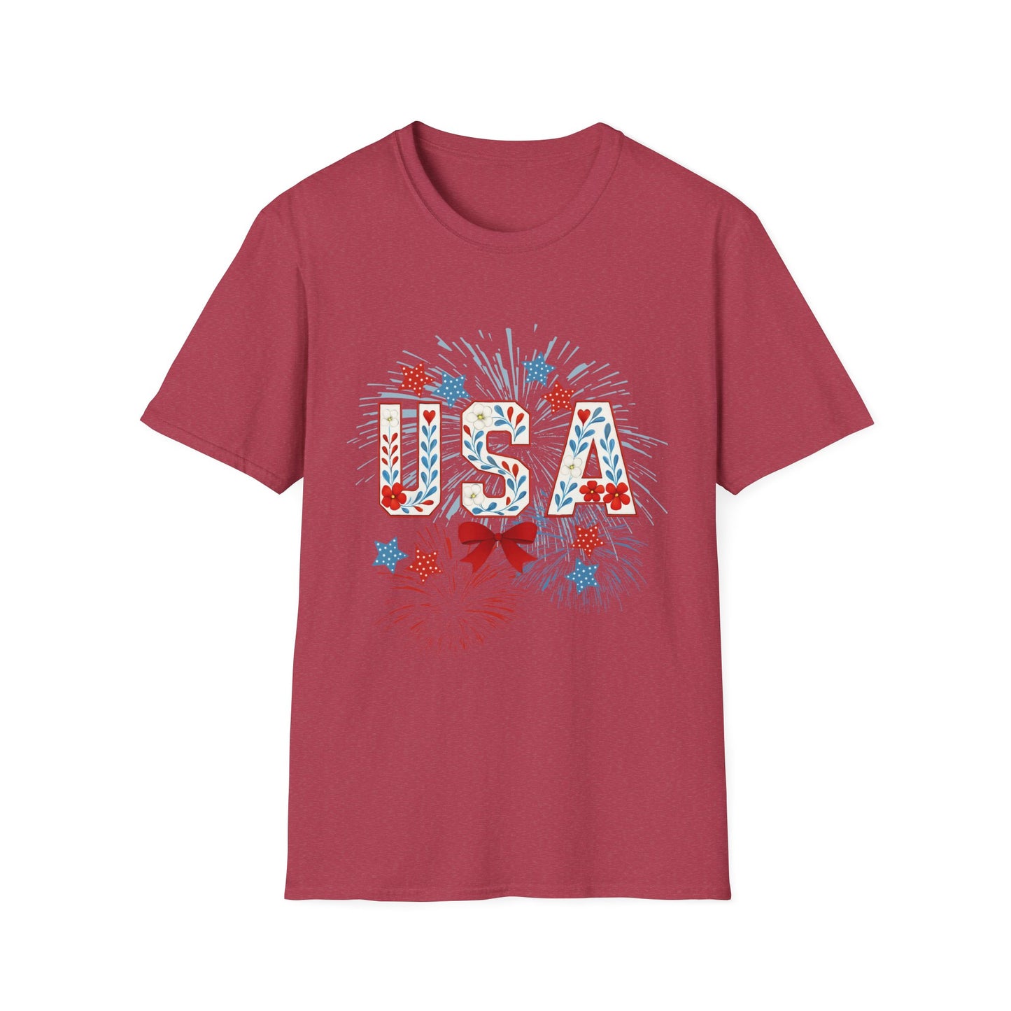 Patriotic USA Fireworks T-Shirt, 4th of July Tee, Unisex Graphic Shirt, Independence Day Apparel, Stars and Stripes Clothing