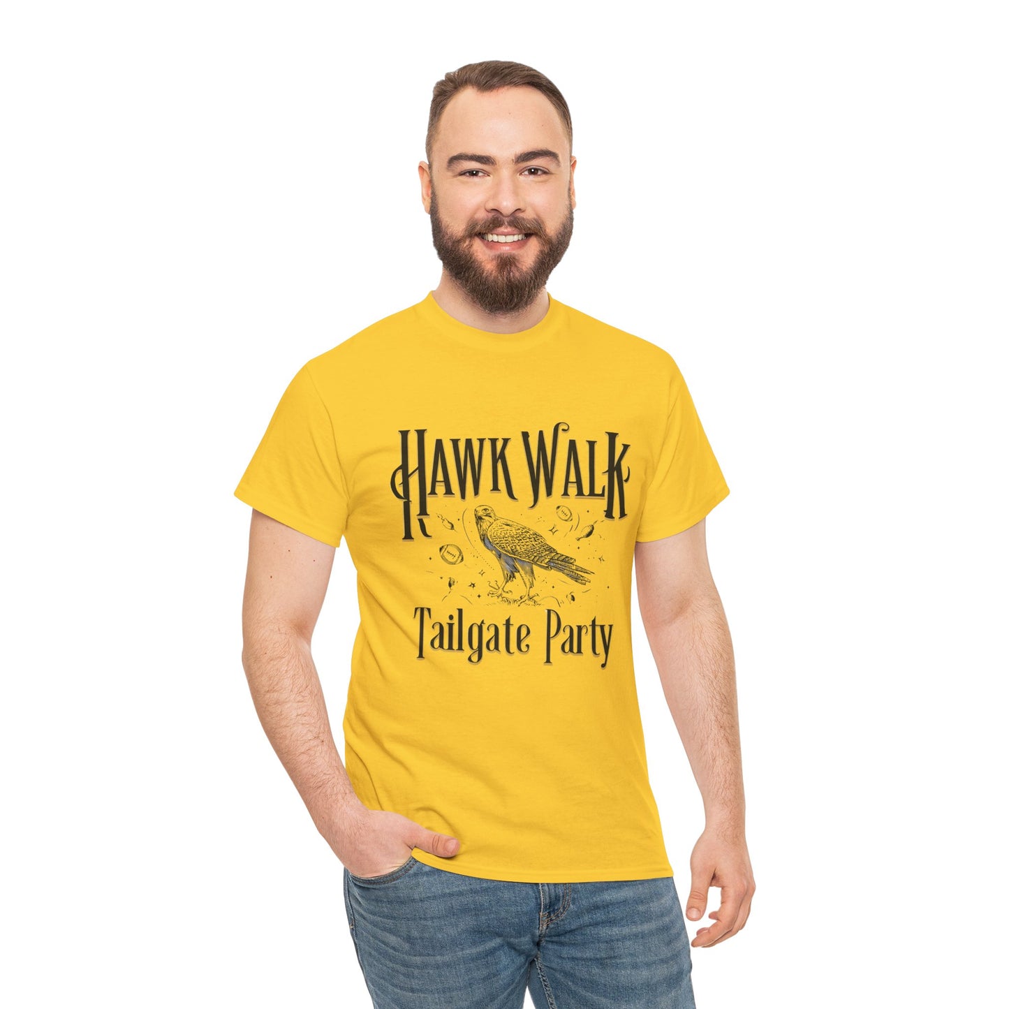 Hawk Walk Tailgate Tee, Unisex Cotton Shirt, Outdoor Event T-Shirt, Festival Wear, Bird Lover Gift, Sports Gathering Apparel