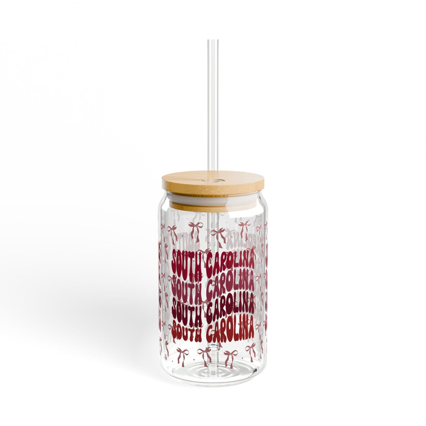 Coquette Bow South Carolina Sipper Glass, 16oz | Tropical Drinkware, Summer Sipping, Perfect for Beach Days, SC gamecocks, south carolina gift, graduation gift